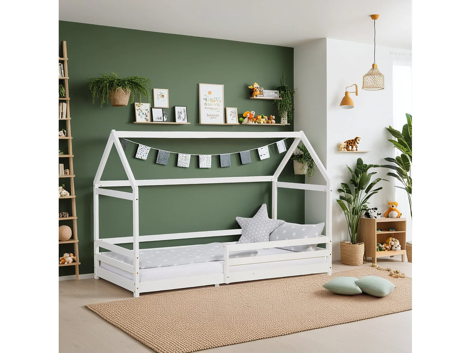 Kinderbett 90x200 cm weiß