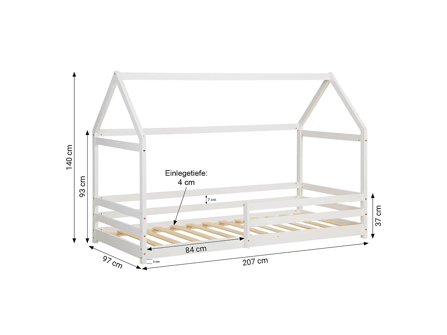 Łóżko dziecięce 90x200 cm białe