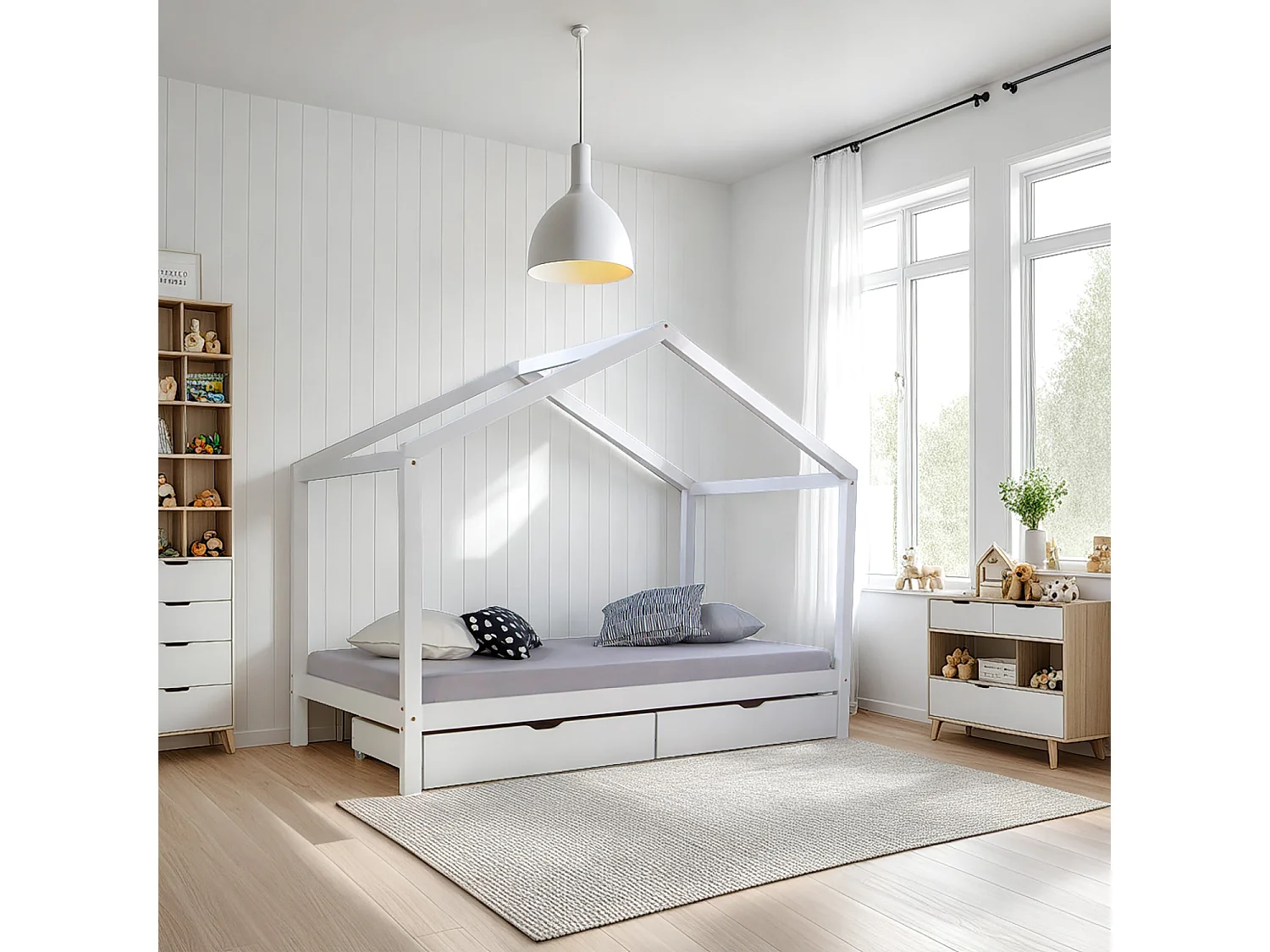 Lit enfant 90x200 cm lit bébé blanc