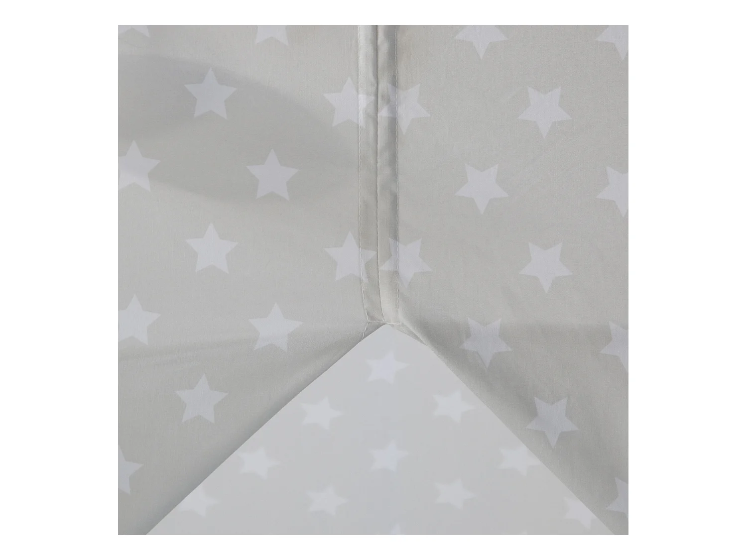 Kinderbett 90x200 cm Weiß Grau Leinwand Sterne