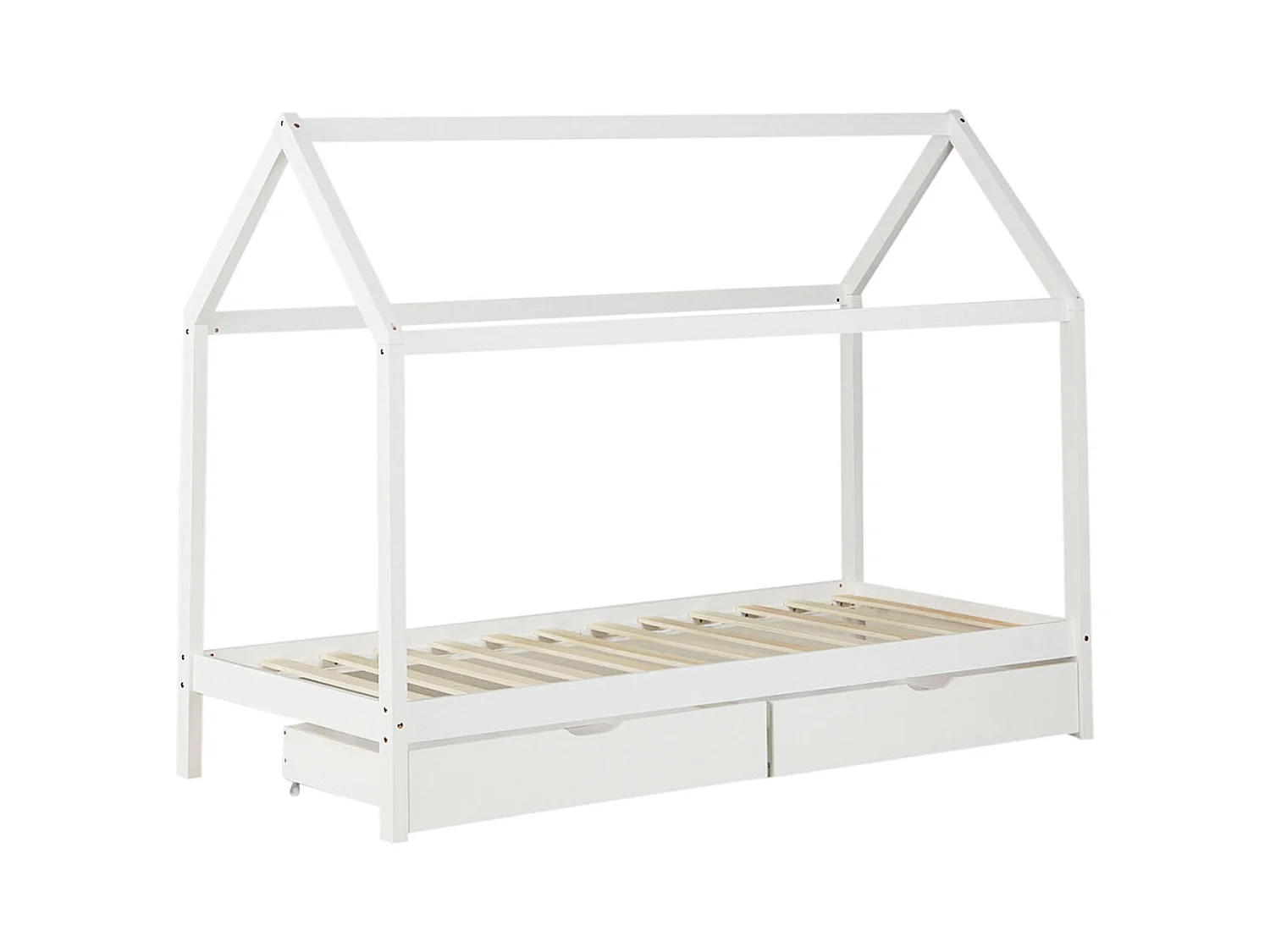 Kinderbed 90x200 cm wit Huis Bedframe voor kinderen met laden