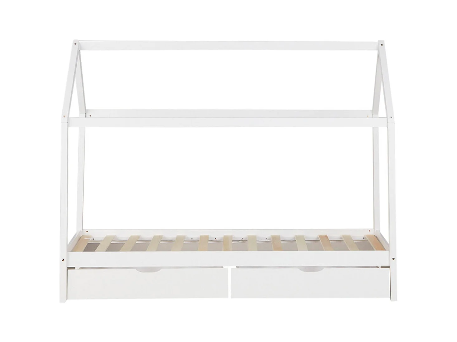 Kinderbed 90x200 cm wit Huis Bedframe voor kinderen met laden