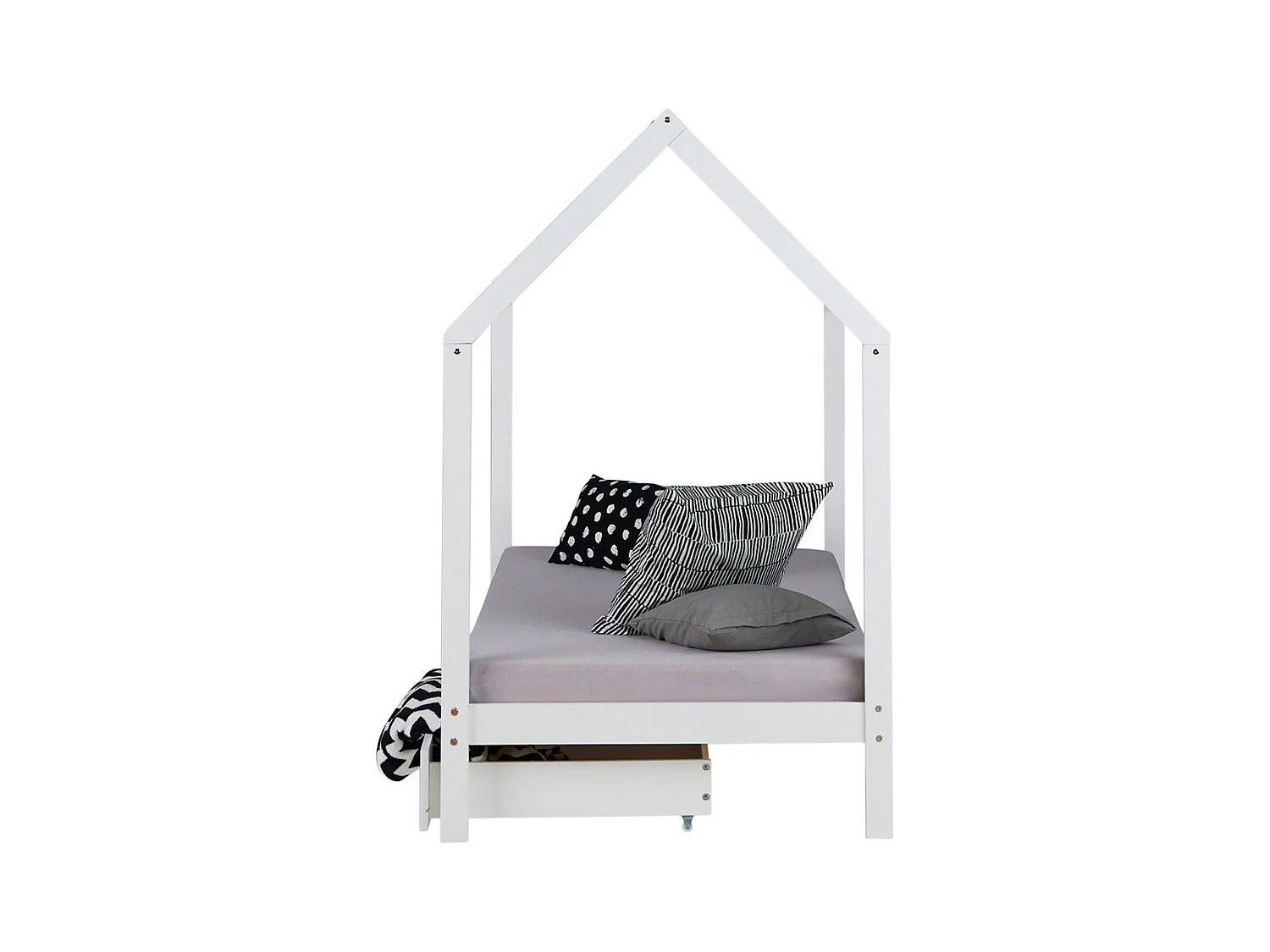 Kinderbed 90x200 cm wit Huis Bedframe voor kinderen met laden
