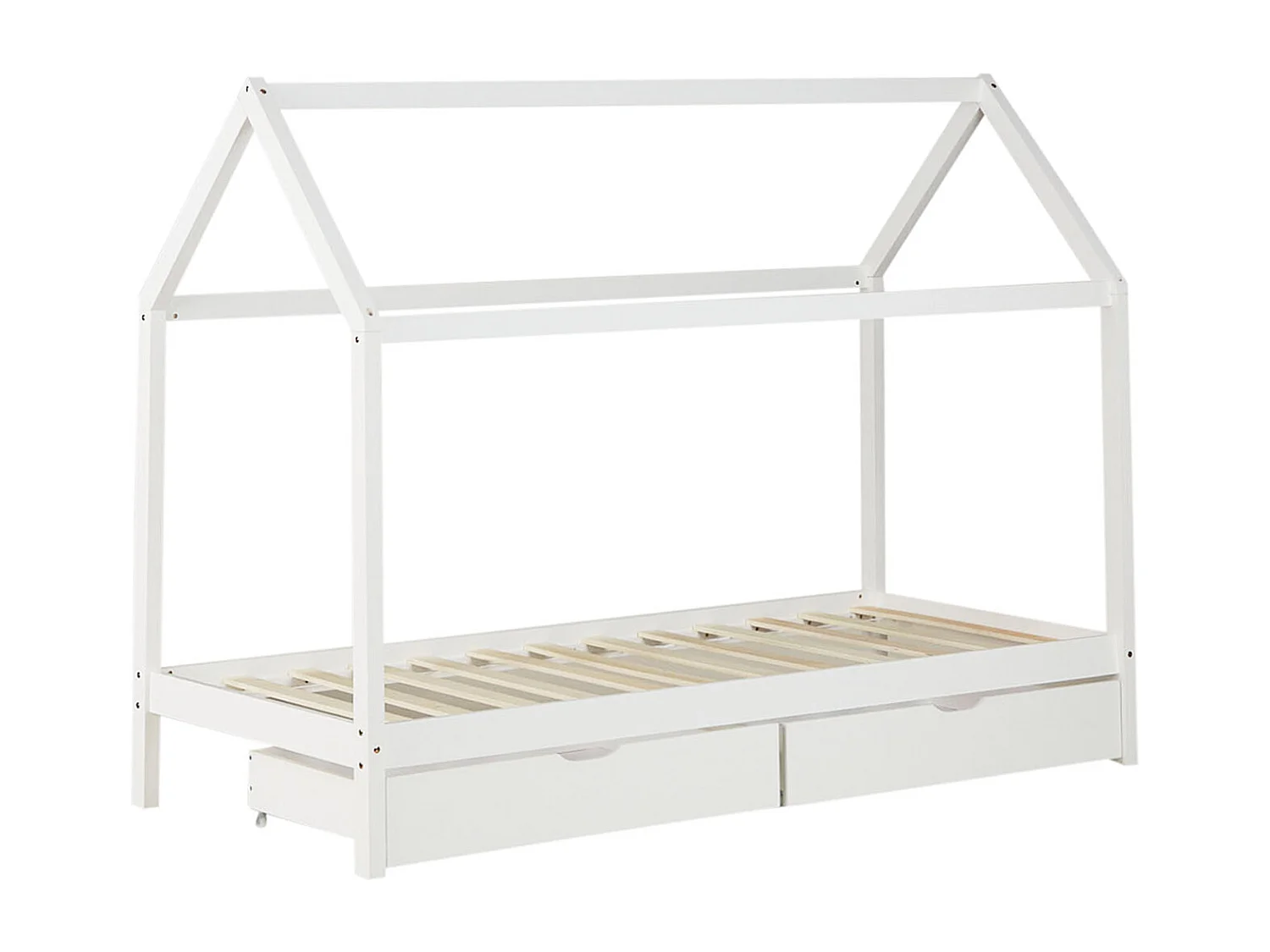 Lit pour enfants 90x200 cm blanc Cadre de lit Maison pour enfants avec tiroirs