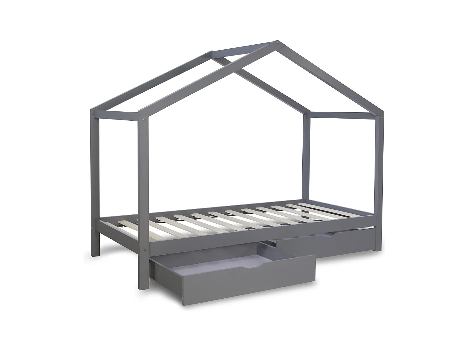 Kinderbed 90x200 cm grijs matras 90x200 cm wit