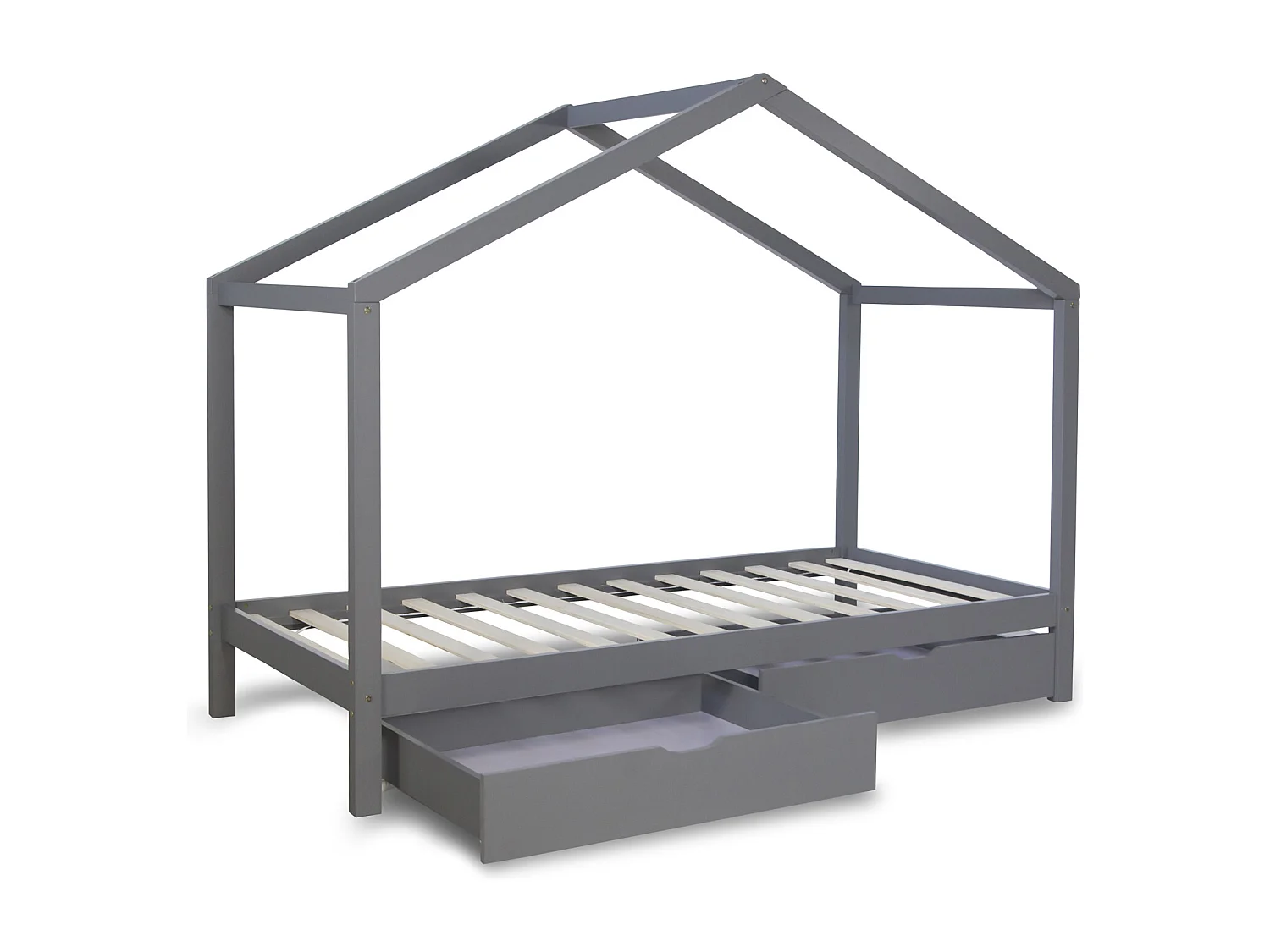 Kinderbett 90x200 cm grau Matratze 90x200 cm weiß