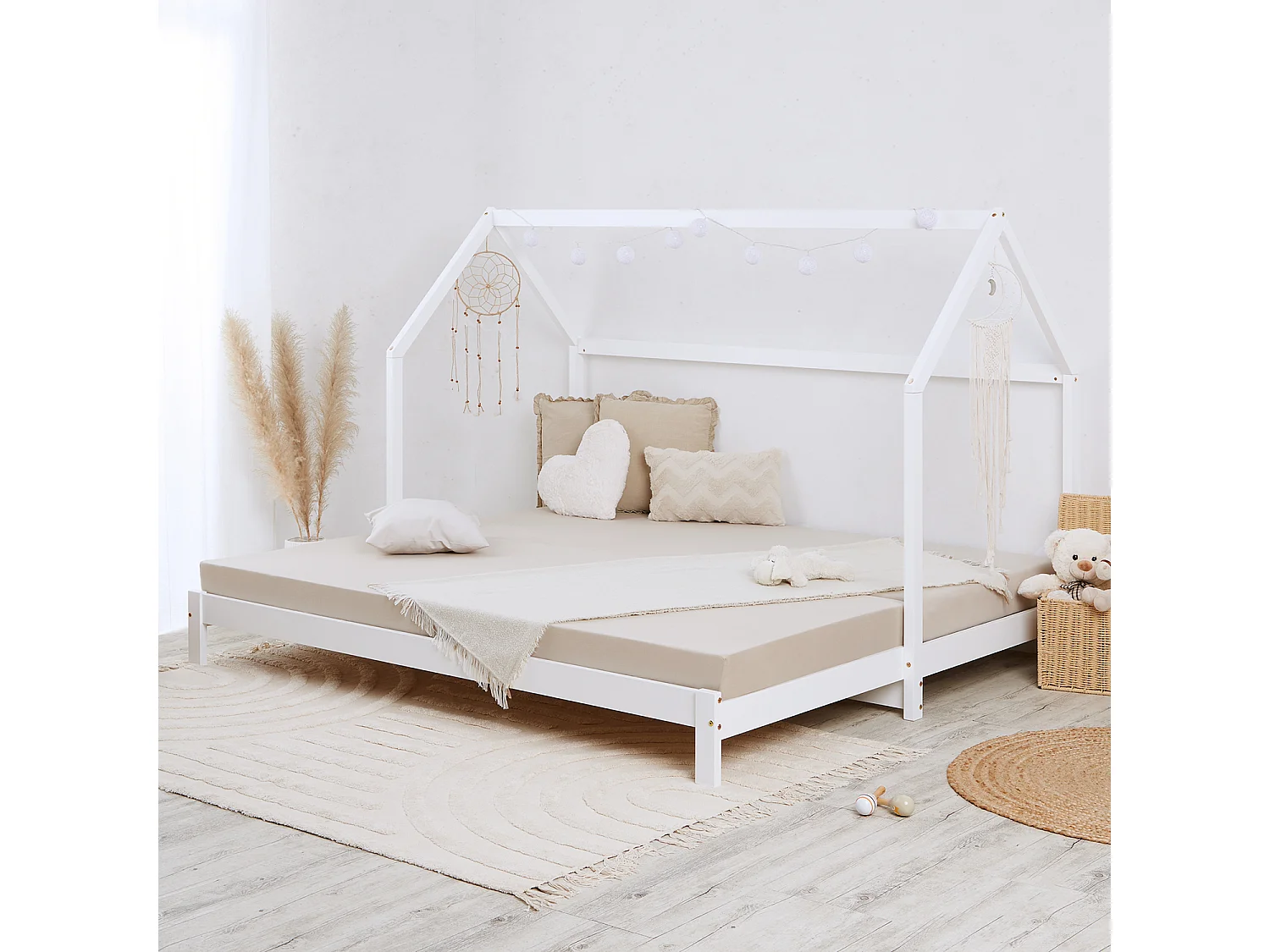 Lit pour enfants 90x200 cm blanc Lit Maison Lit Cabane dans les arbres