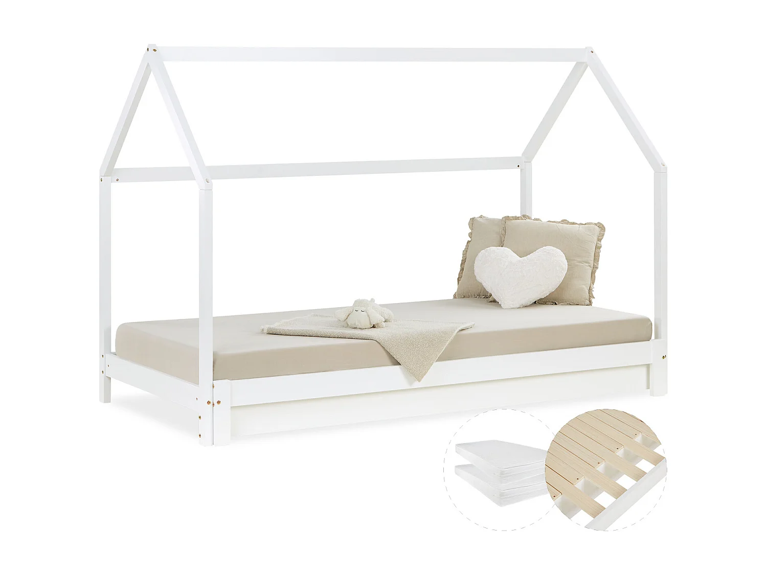Lit pour enfants 90x200 cm blanc Lit Maison Lit Cabane dans les arbres