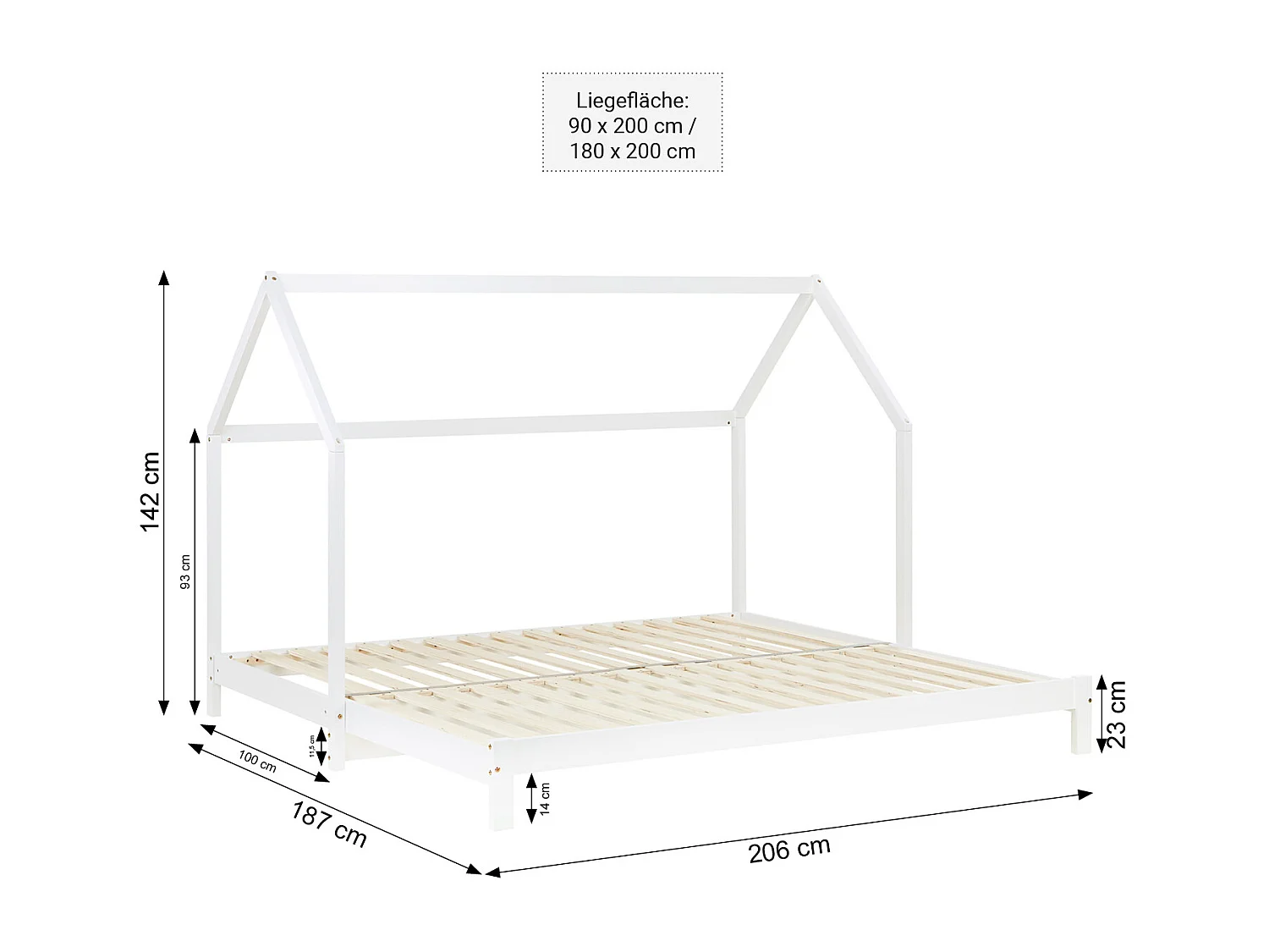 Lit pour enfants 90x200 cm blanc Lit Maison Lit Cabane dans les arbres