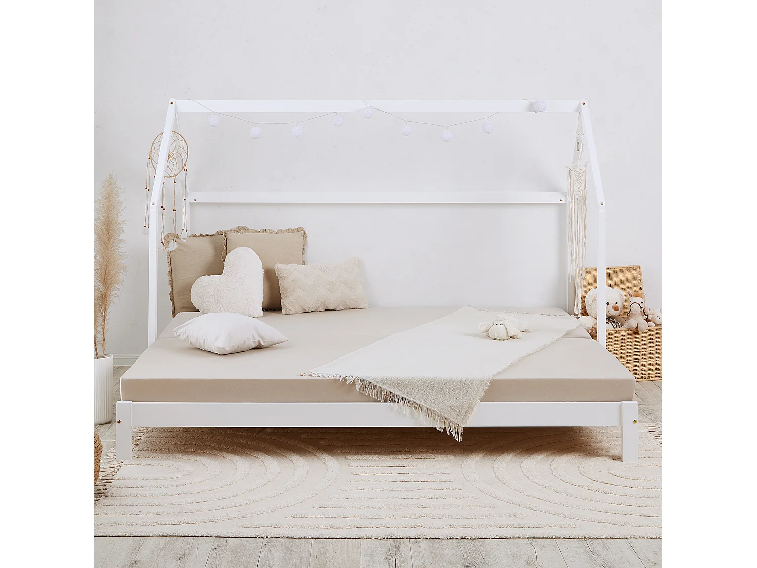 Lit pour enfants 90x200 cm blanc Lit Maison Lit Cabane dans les arbres