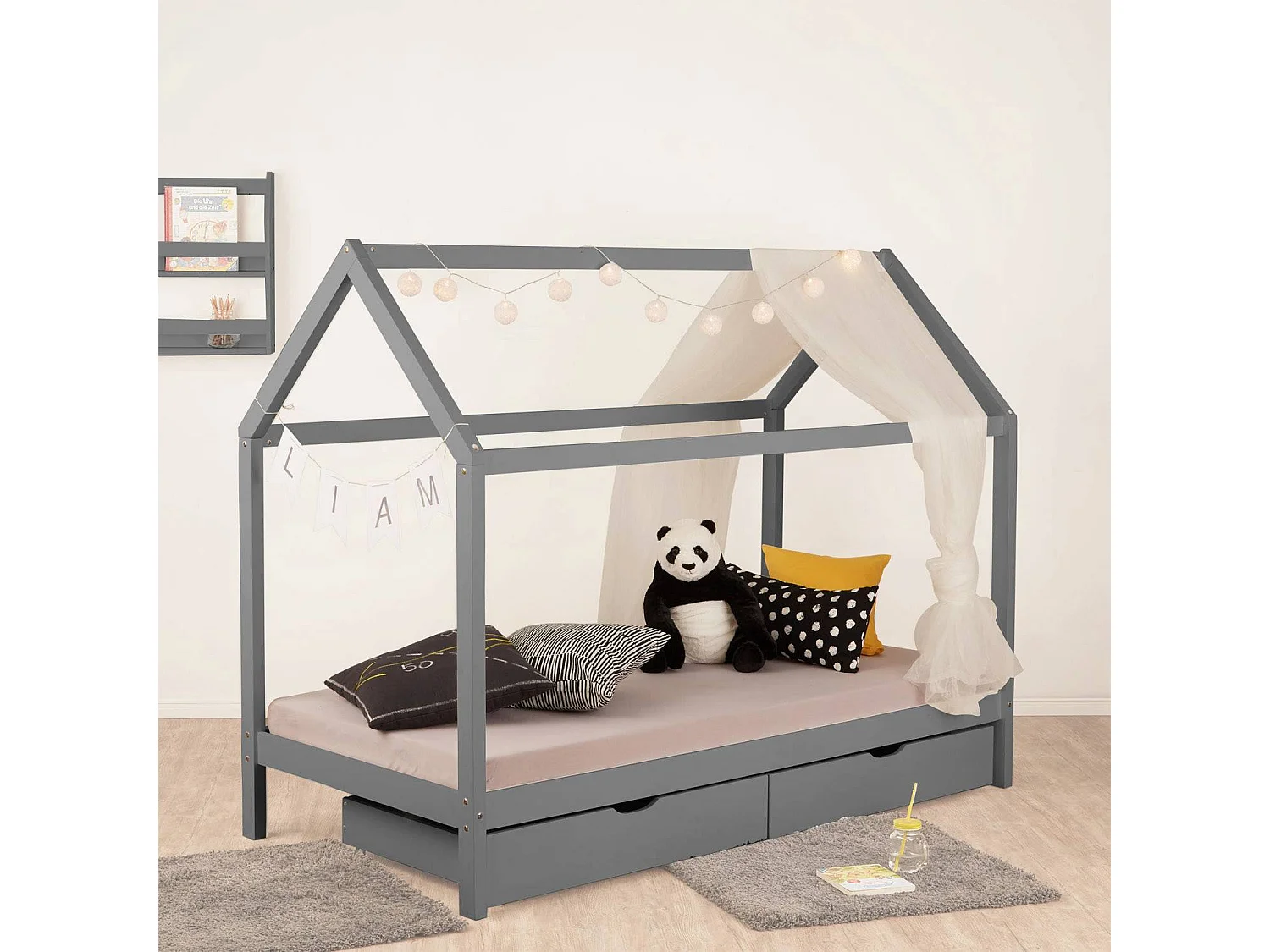 Kinderbed 90x200 cm grijs