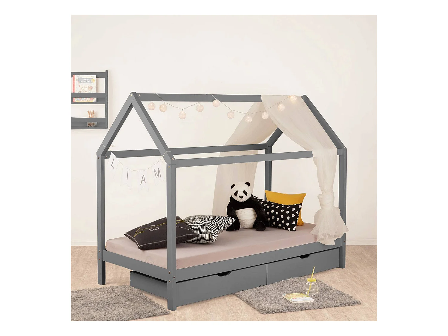 Kinderbed 90x200 cm grijs