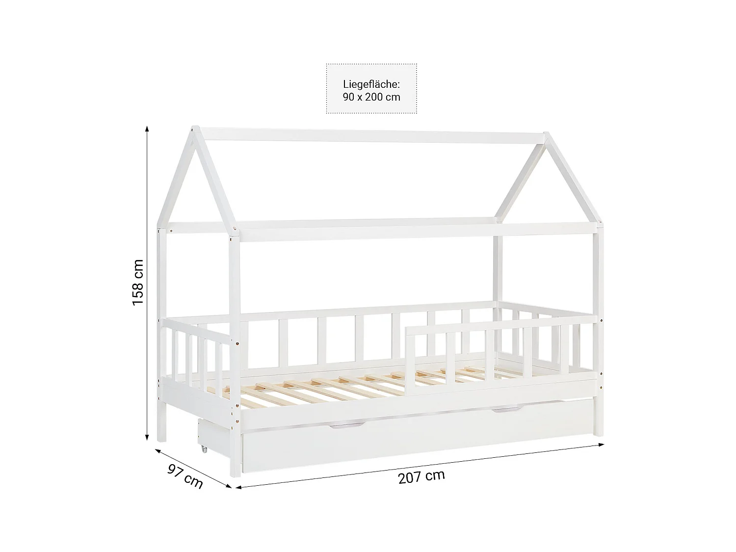 Kinderbed 207x158x97 cm wit