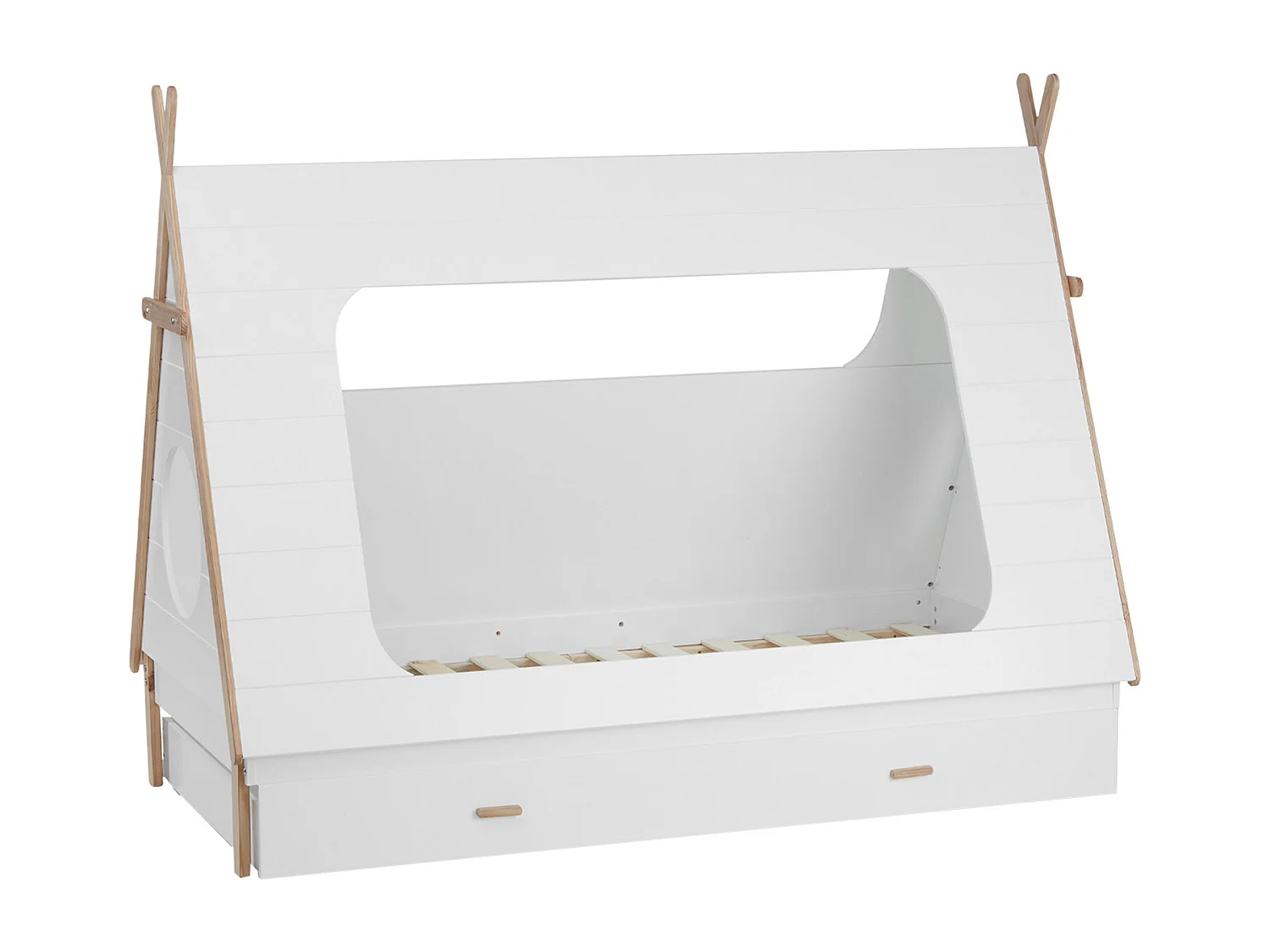 Lit enfant 90x200 cm blanc tipi maison lit en bois