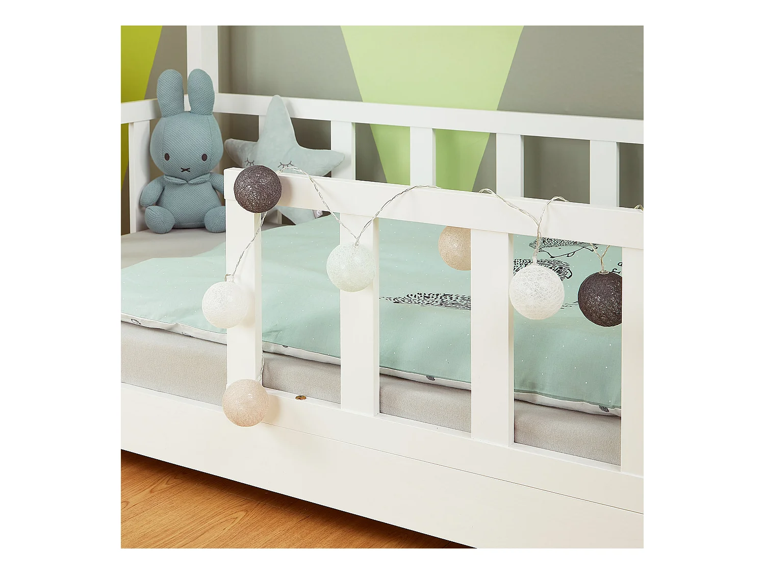 Kinderbett 80x160 cm weiß Hausbett mit Schutzgittern