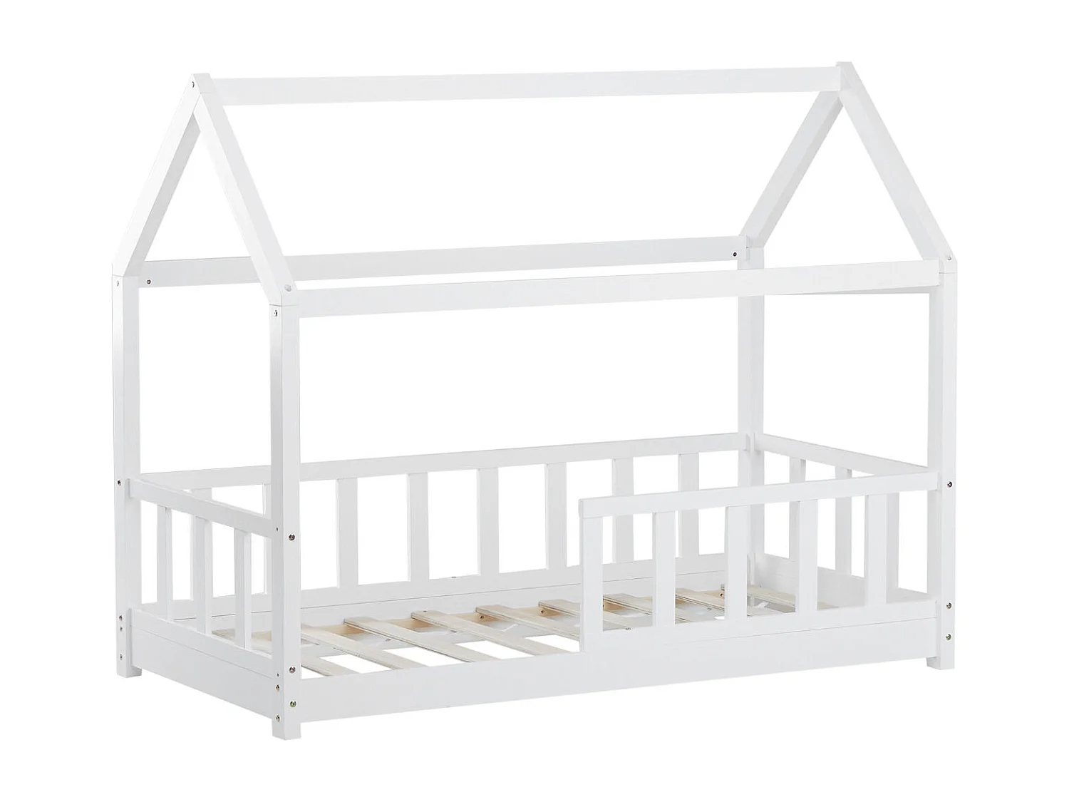 Lit d'enfant 80x160 cm Maison Blanche avec Barrières