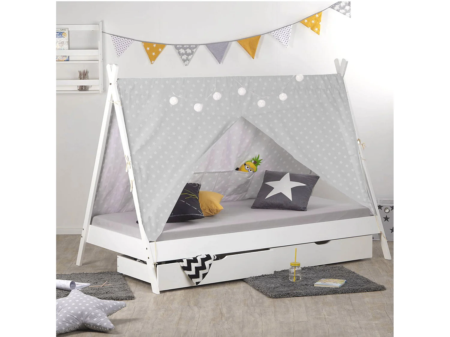 Kinderbett 90x200 cm weiß