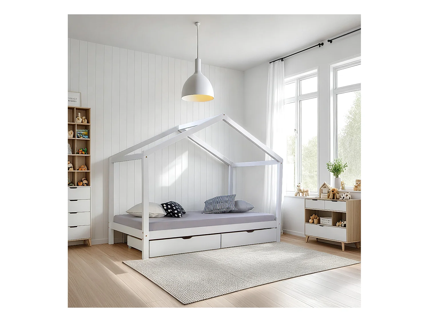 Kinderbed 208x160x96 cm wit huisbed