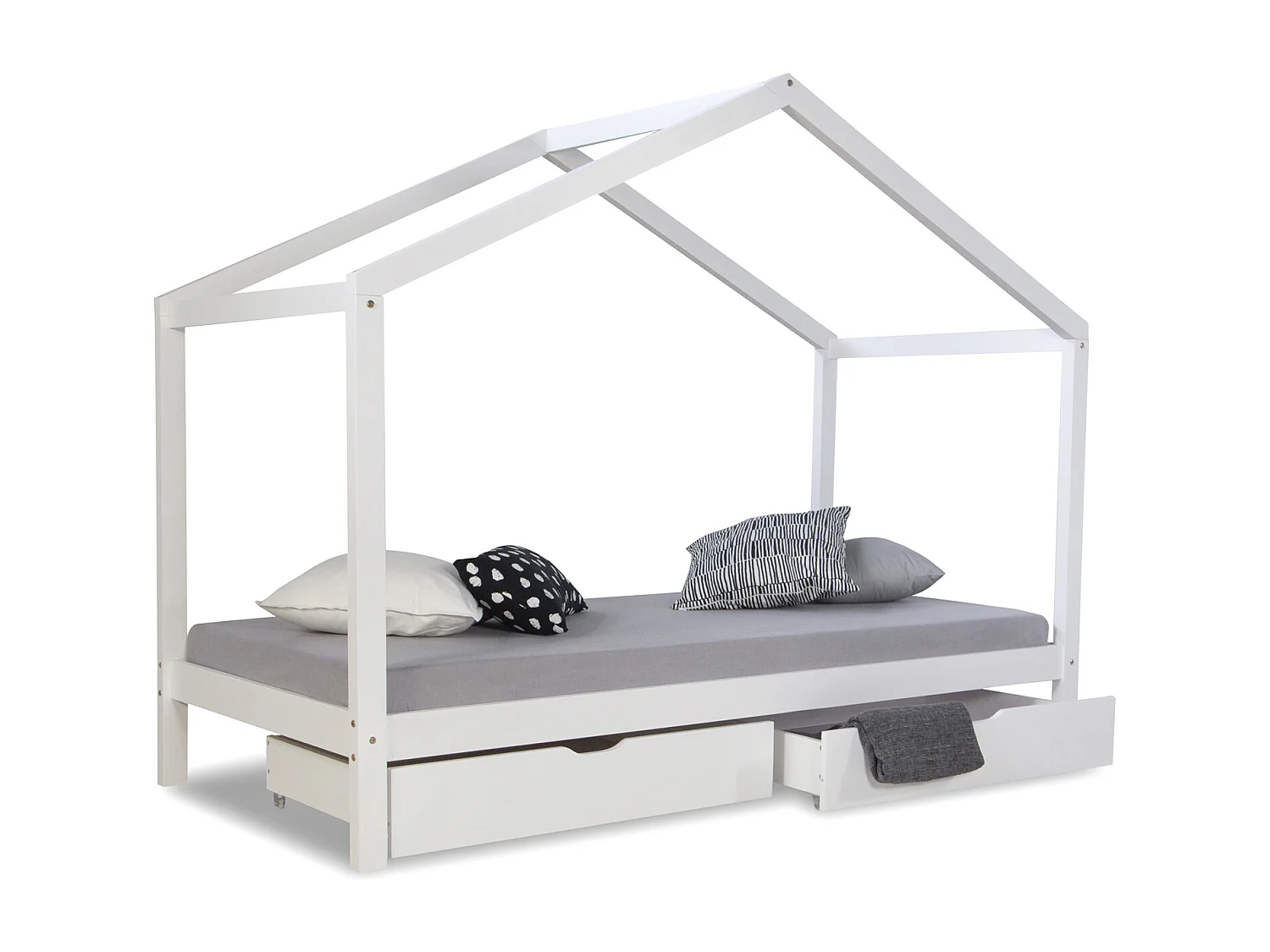 Lit enfant 208x160x96 cm lit maison blanc