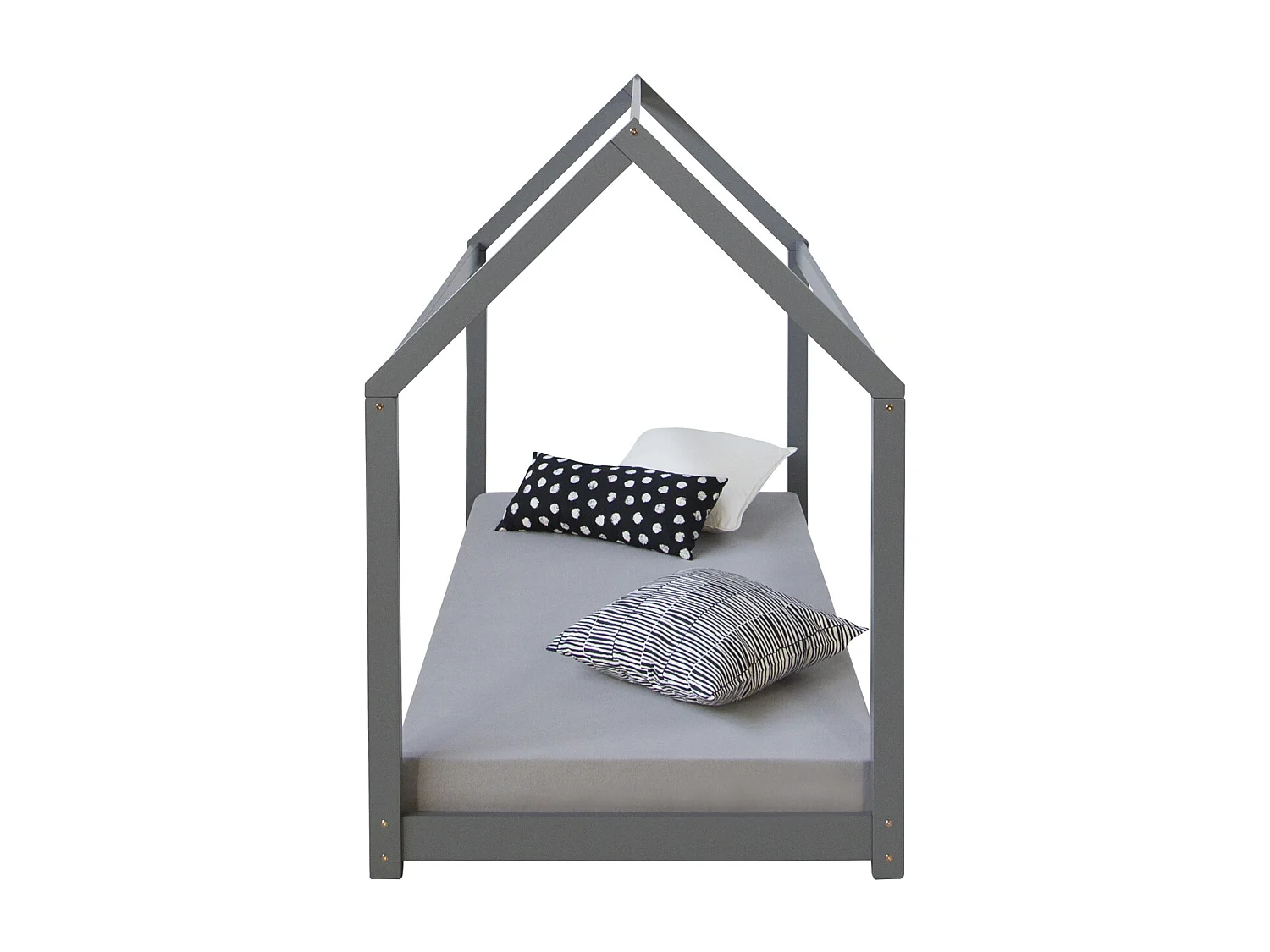Hausbett 90x200 cm Grau Holzbett