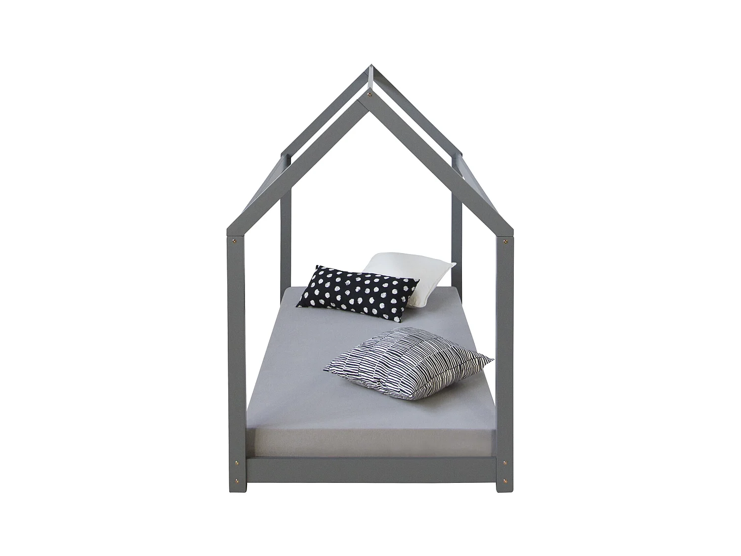 Kinderbed 90x200 cm grijs speelbed huisbed houten bed