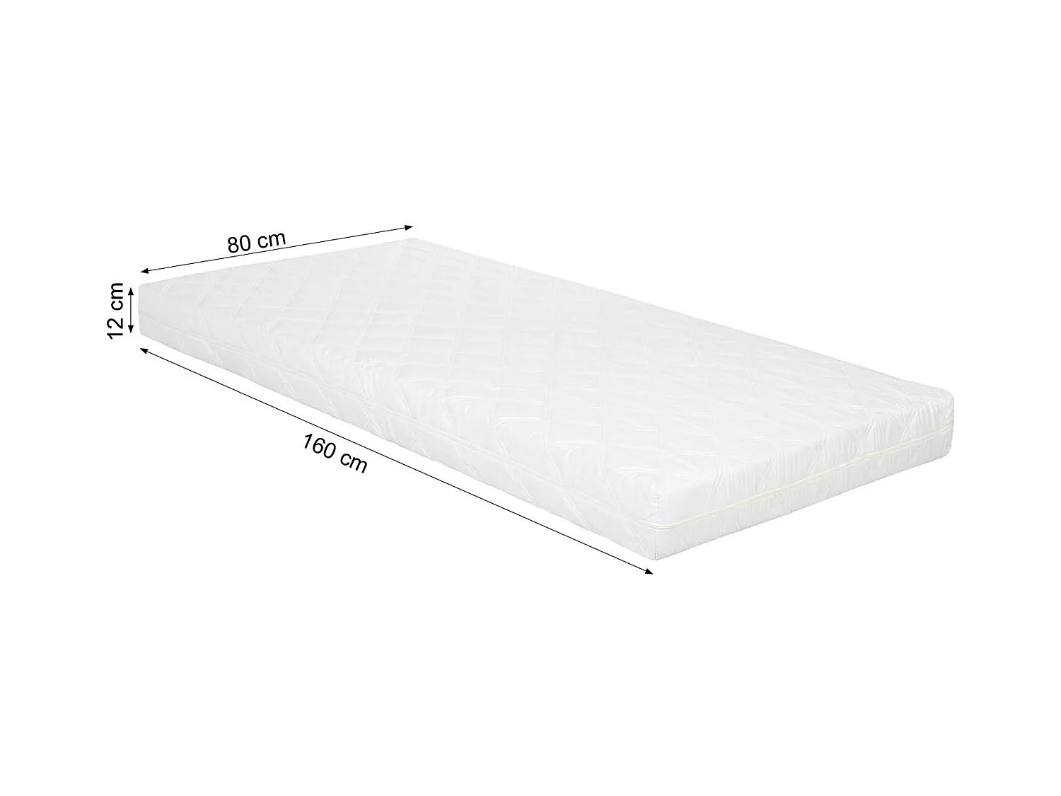 Kinderbett 80x160x12 cm weißes Hausbett mit Matratze