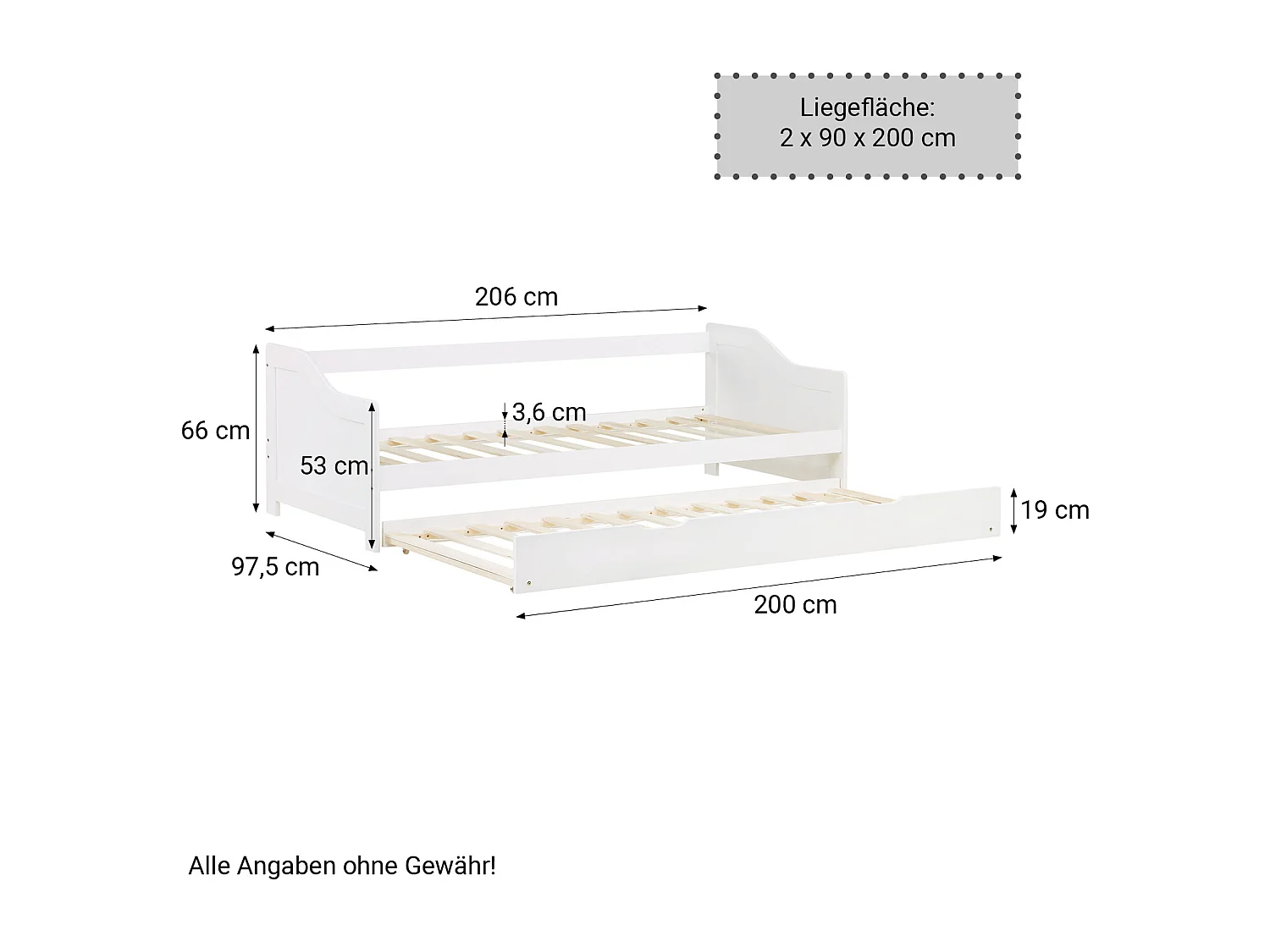Lit cabine blanc 90x200 cm