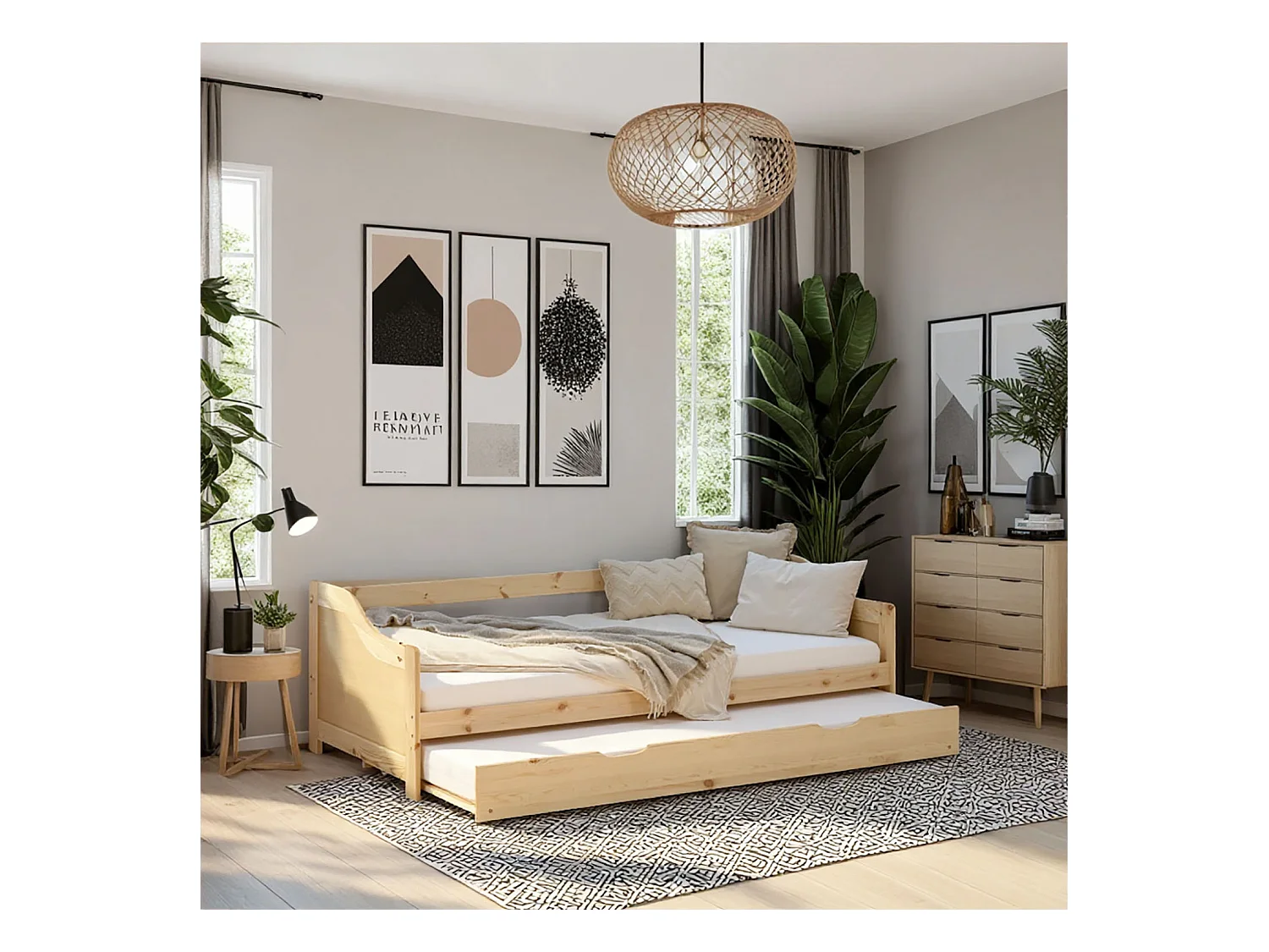 Lit 90x200 cm Naturel