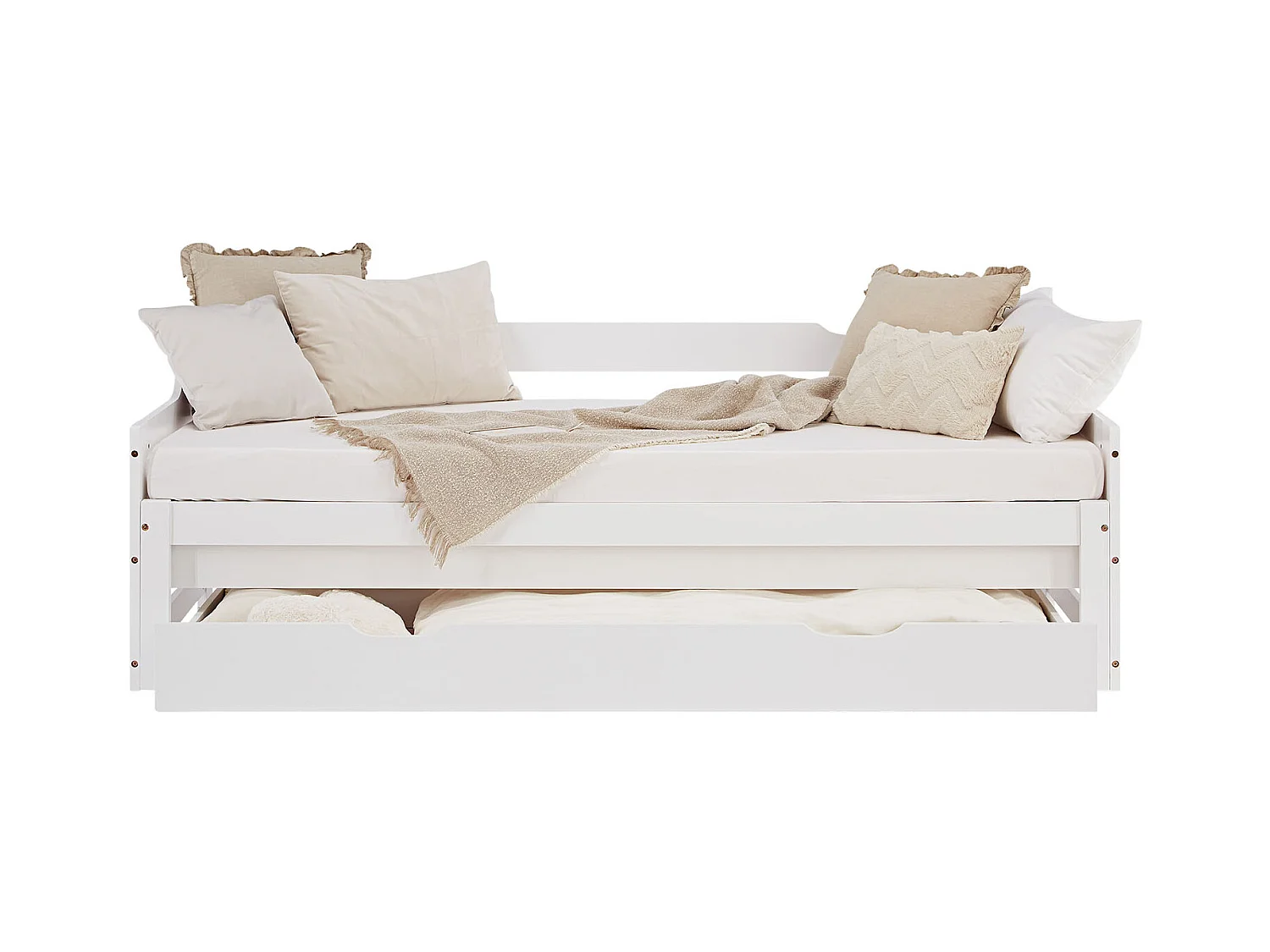 Lit enfant en bois avec tiroir, 90x200 cm, blanc