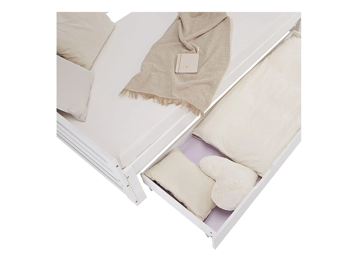 Lit enfant en bois avec tiroir, 90x200 cm, blanc