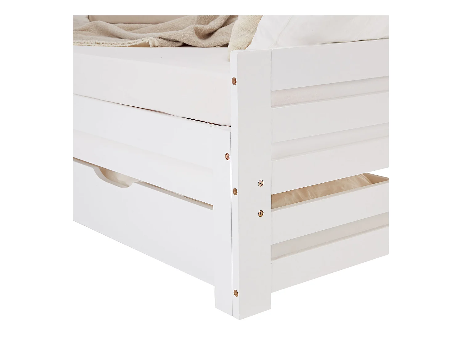 Lit enfant en bois avec tiroir, 90x200 cm, blanc