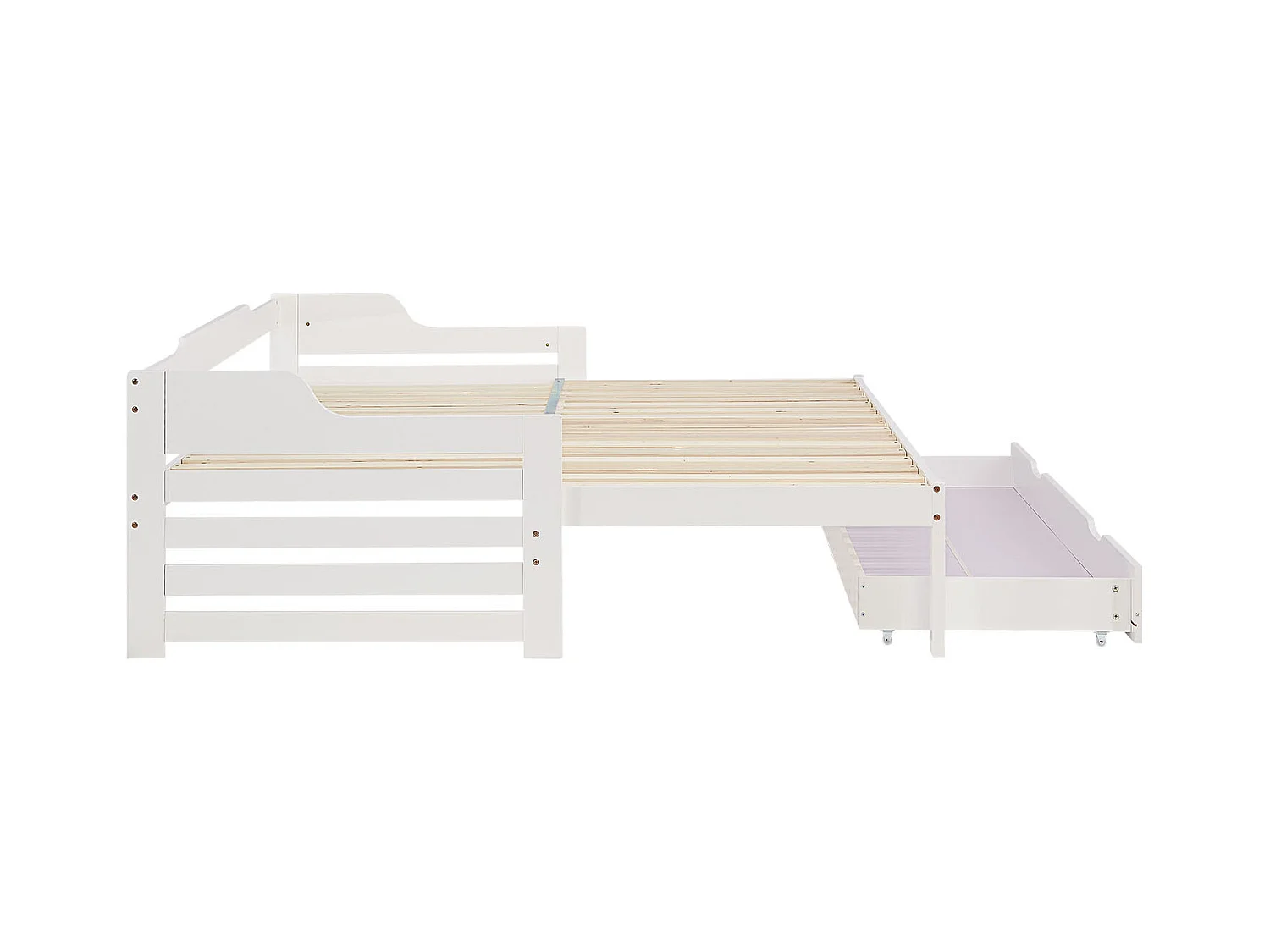 Lit enfant en bois avec tiroir, 90x200 cm, blanc