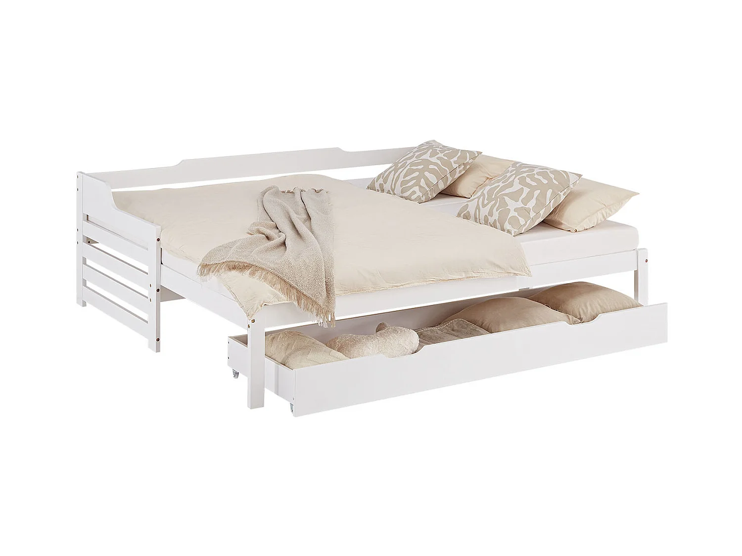 Lit enfant en bois avec tiroir, 90x200 cm, blanc