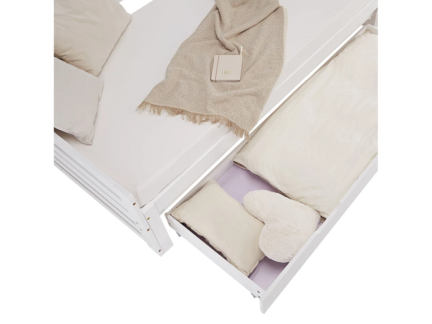 Lit enfant en bois avec tiroir, 90x200 cm, blanc