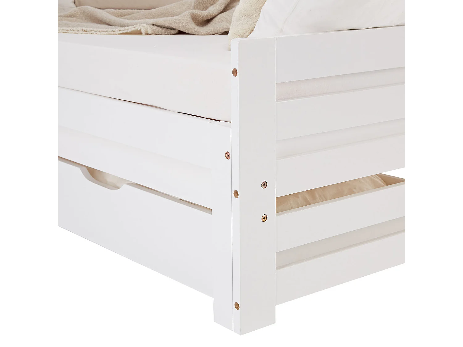 Lit enfant en bois avec tiroir, 90x200 cm, blanc