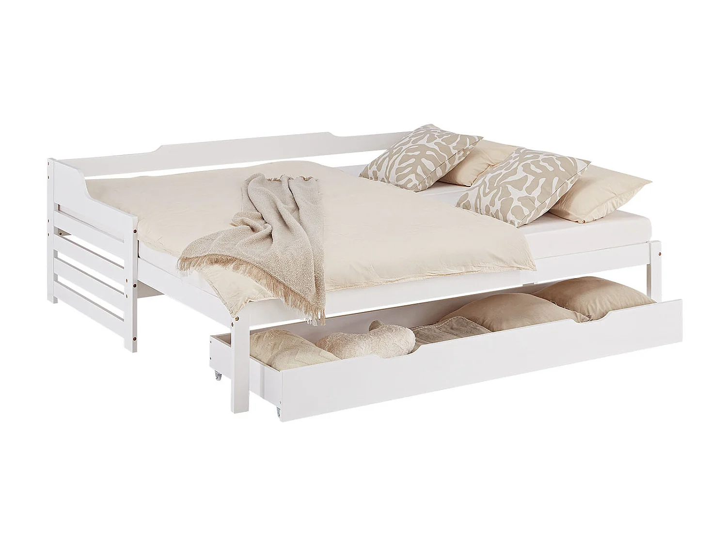 Lit enfant en bois avec tiroir, 90x200 cm, blanc