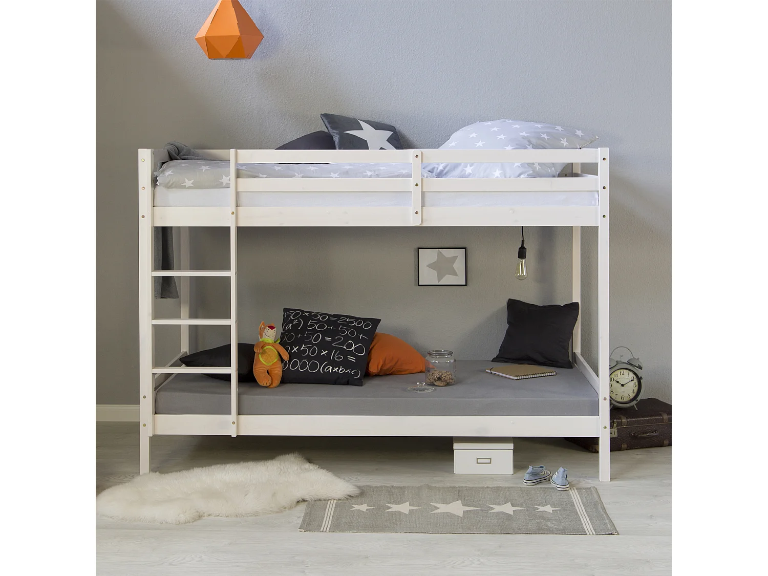 Stapelbed 207x150x97 cm wit 3FT Houten kinderbed Hoge slaapplek massief dennenhouten loft