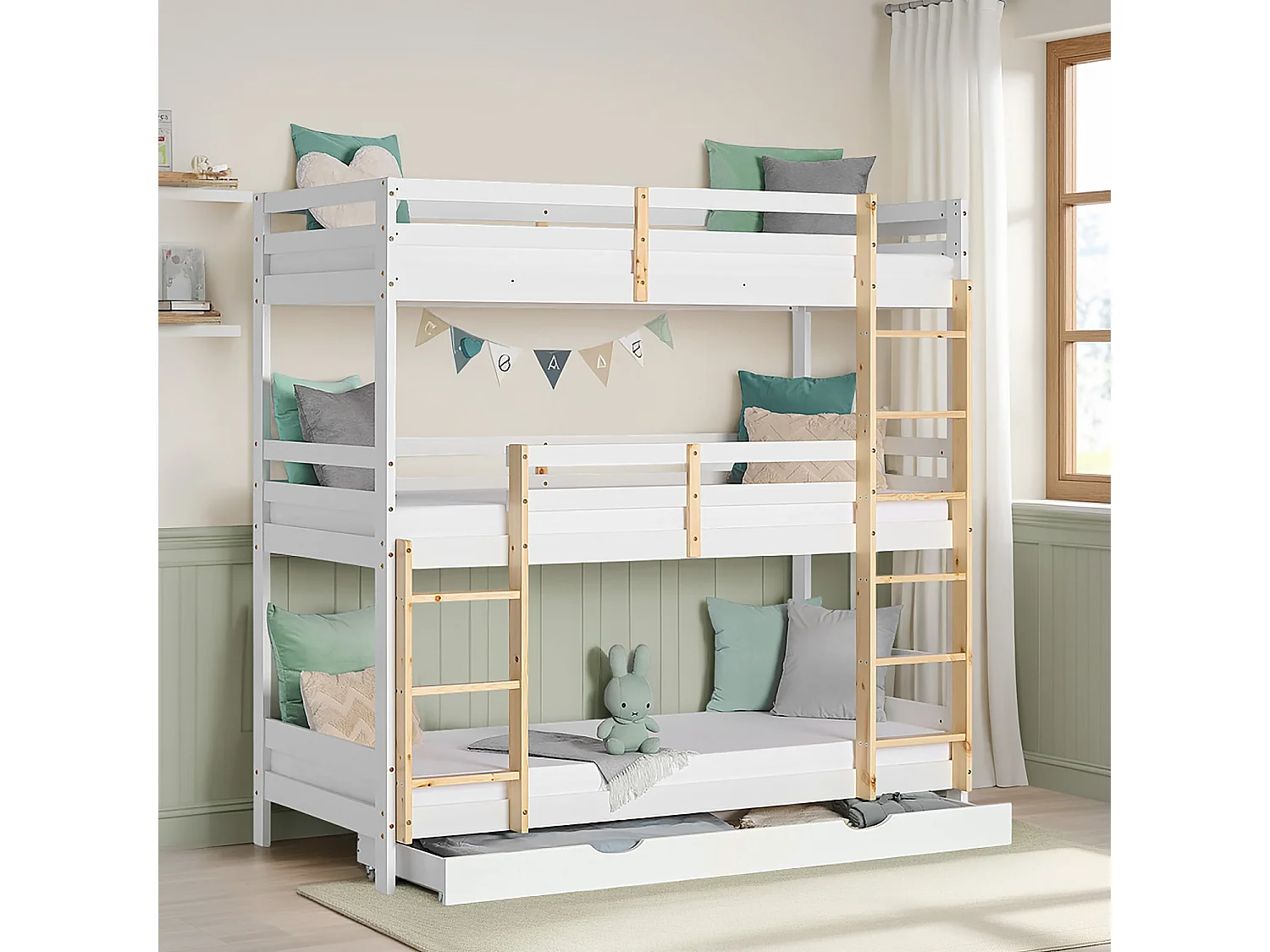 Etagenbett 90x200 cm weiß Kinderbett