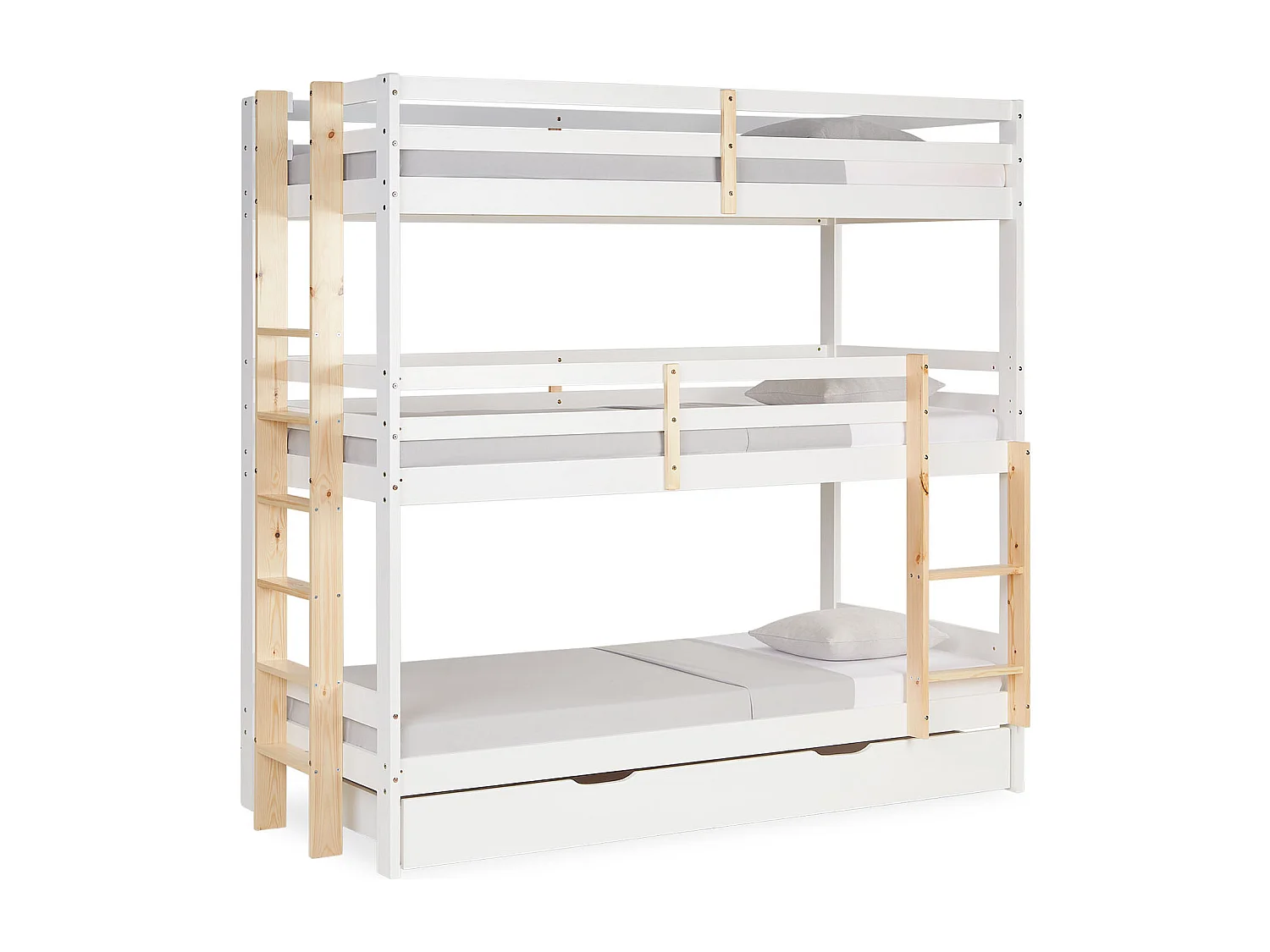 Łóżko piętrowe 90x200 cm białe Łóżko dziecięce