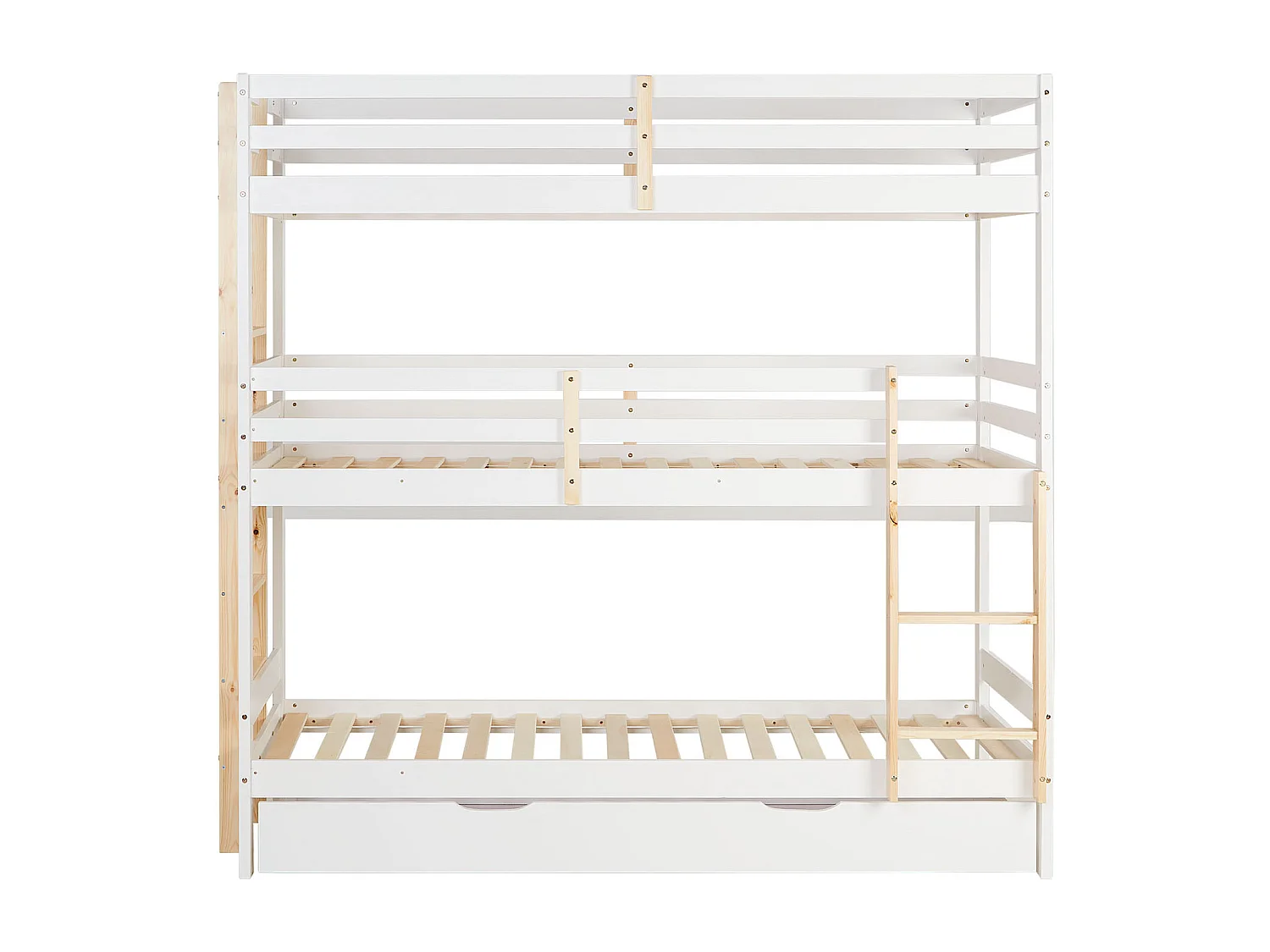 Łóżko piętrowe 90x200 cm białe Łóżko dziecięce