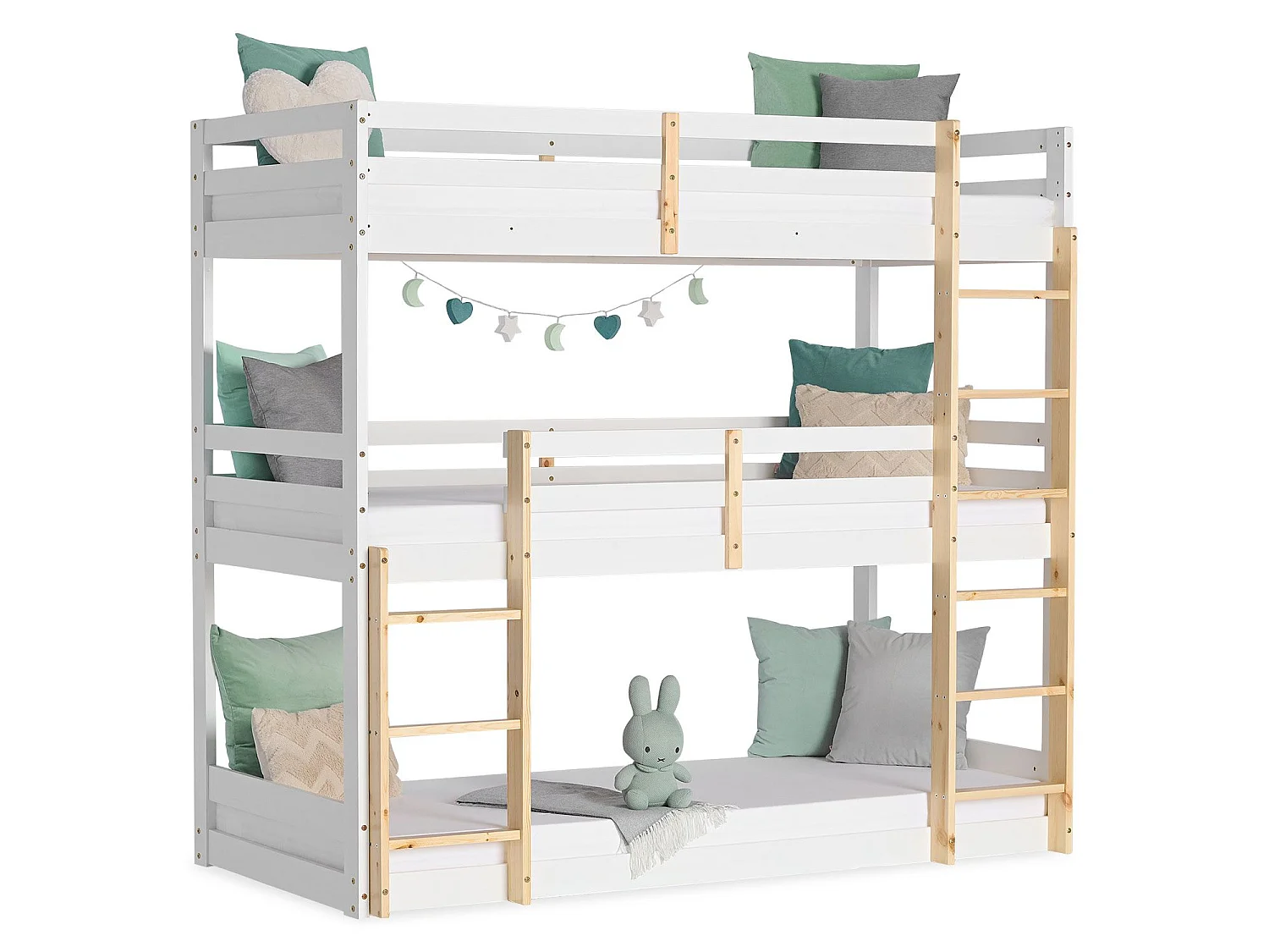 Lit superposé 90x200 cm blanc Lit enfant