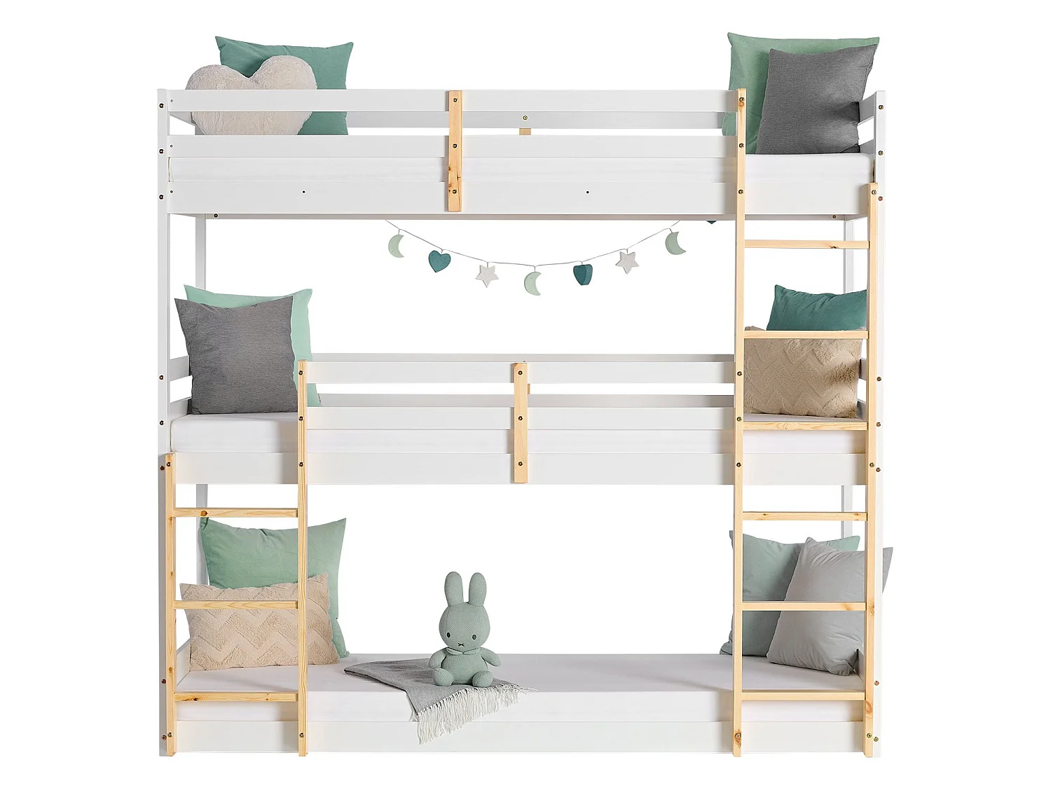 Lit superposé 90x200 cm blanc Lit enfant