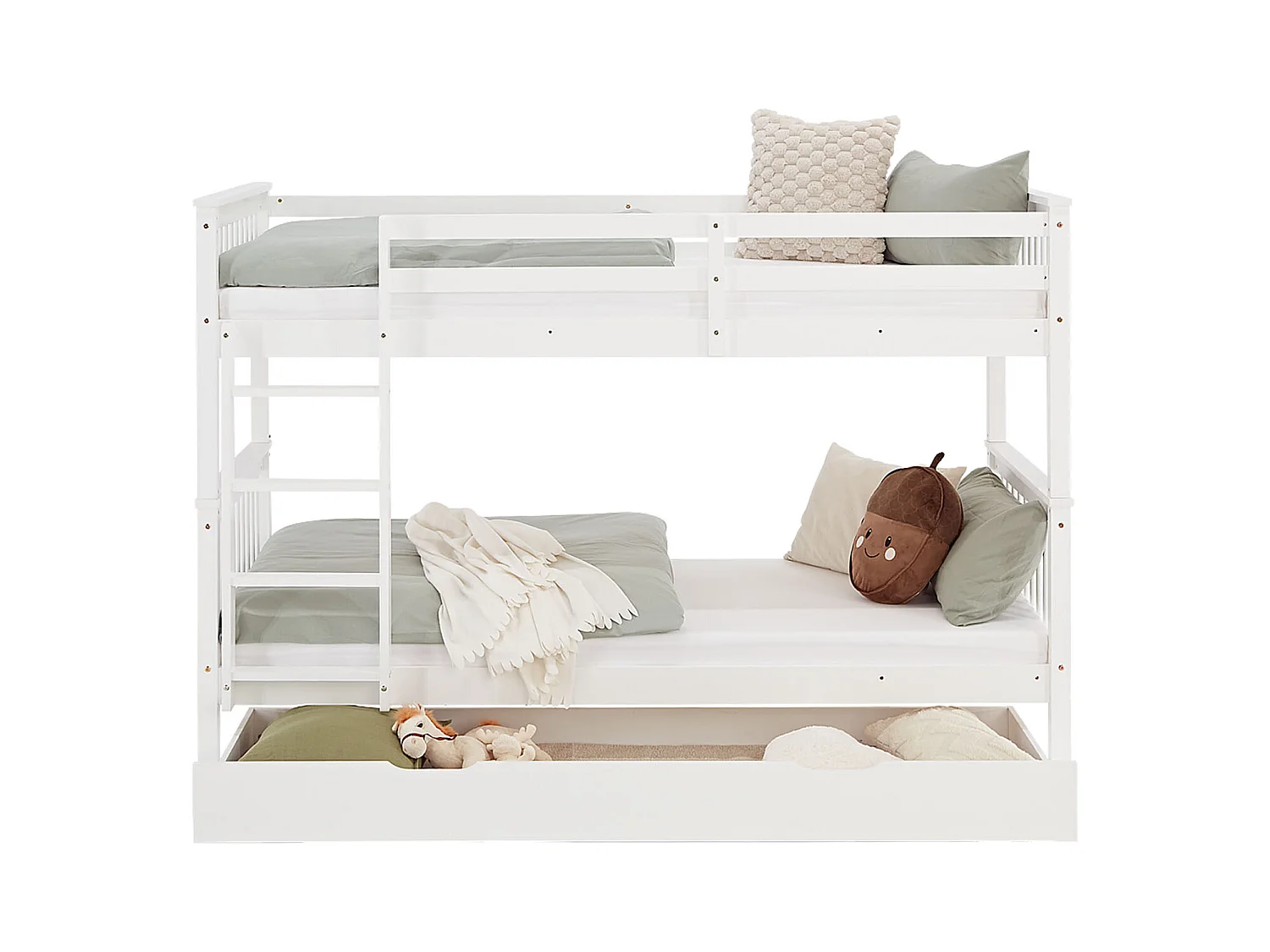 Etagenbett 90x200 cm weiß Massiv Kiefernholz