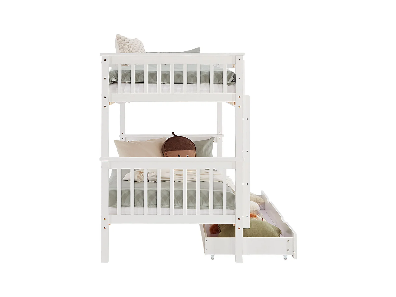 Etagenbett 90x200 cm weiß Massiv Kiefernholz