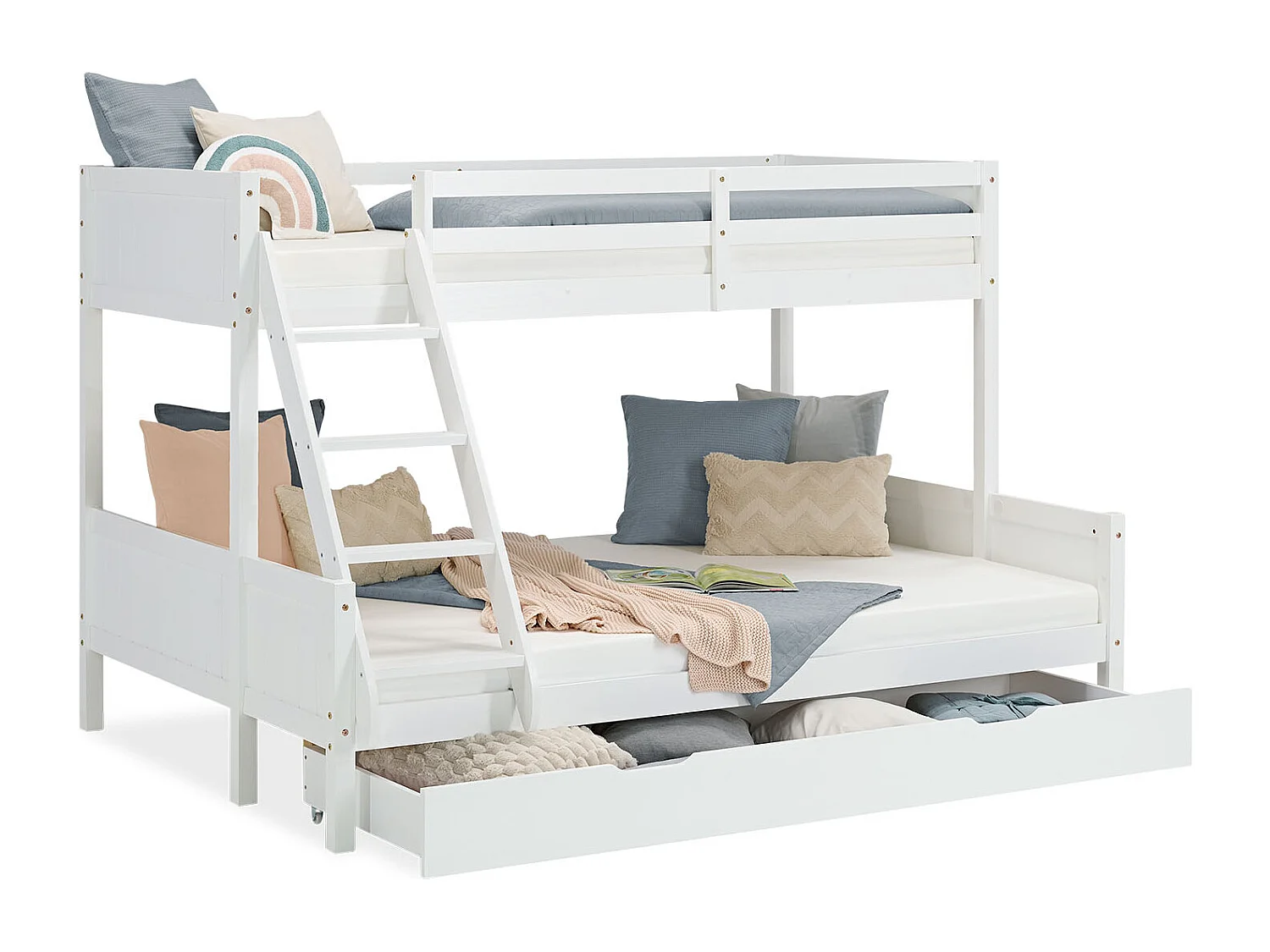 Lit superposé 90x200 et 140x200 cm blanc