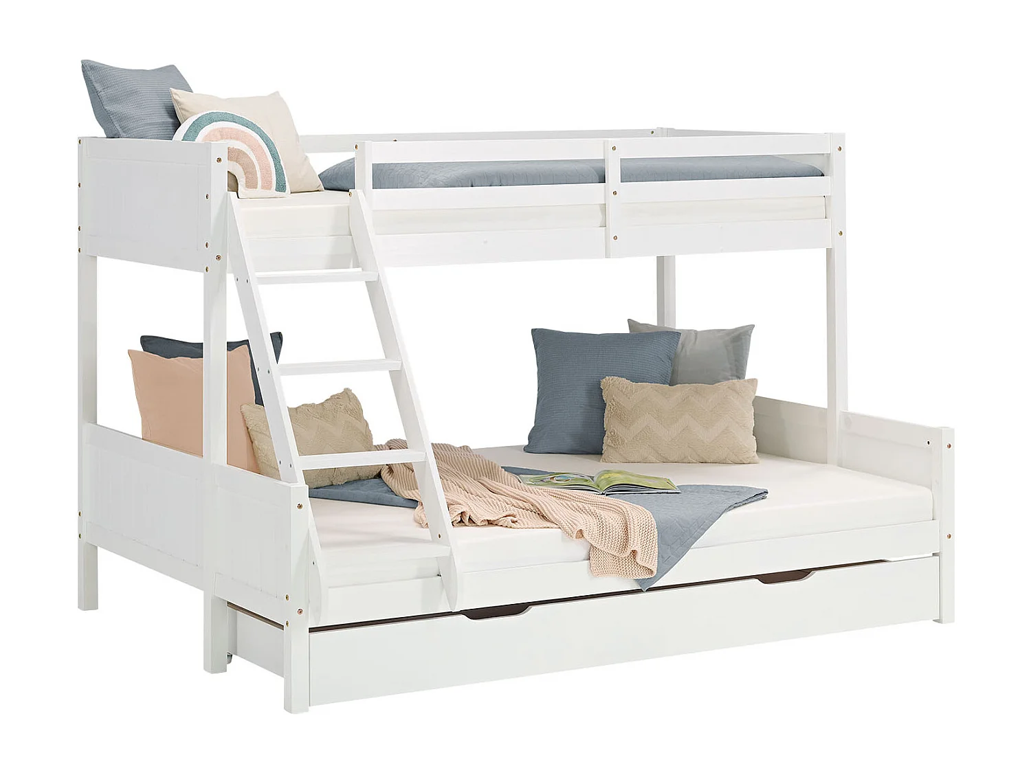 Lit superposé 90x200 et 140x200 cm blanc