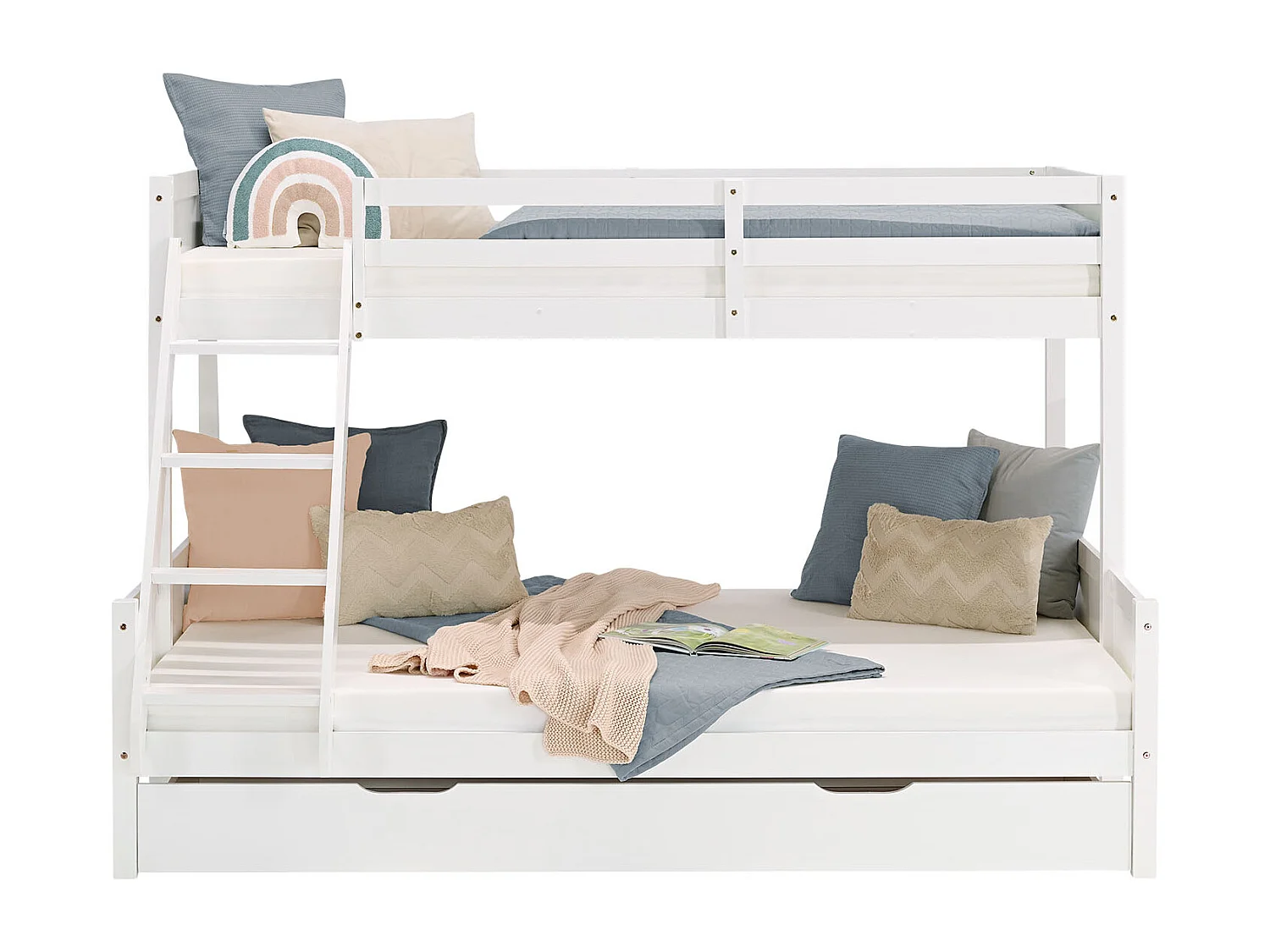 Lit superposé 90x200 et 140x200 cm blanc