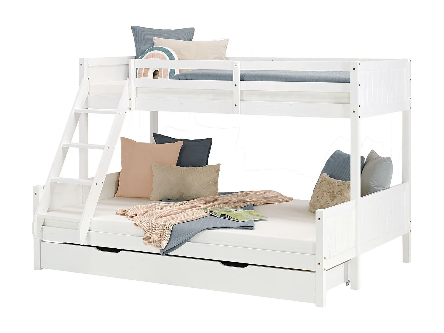 Lit superposé 90x200 et 140x200 cm blanc