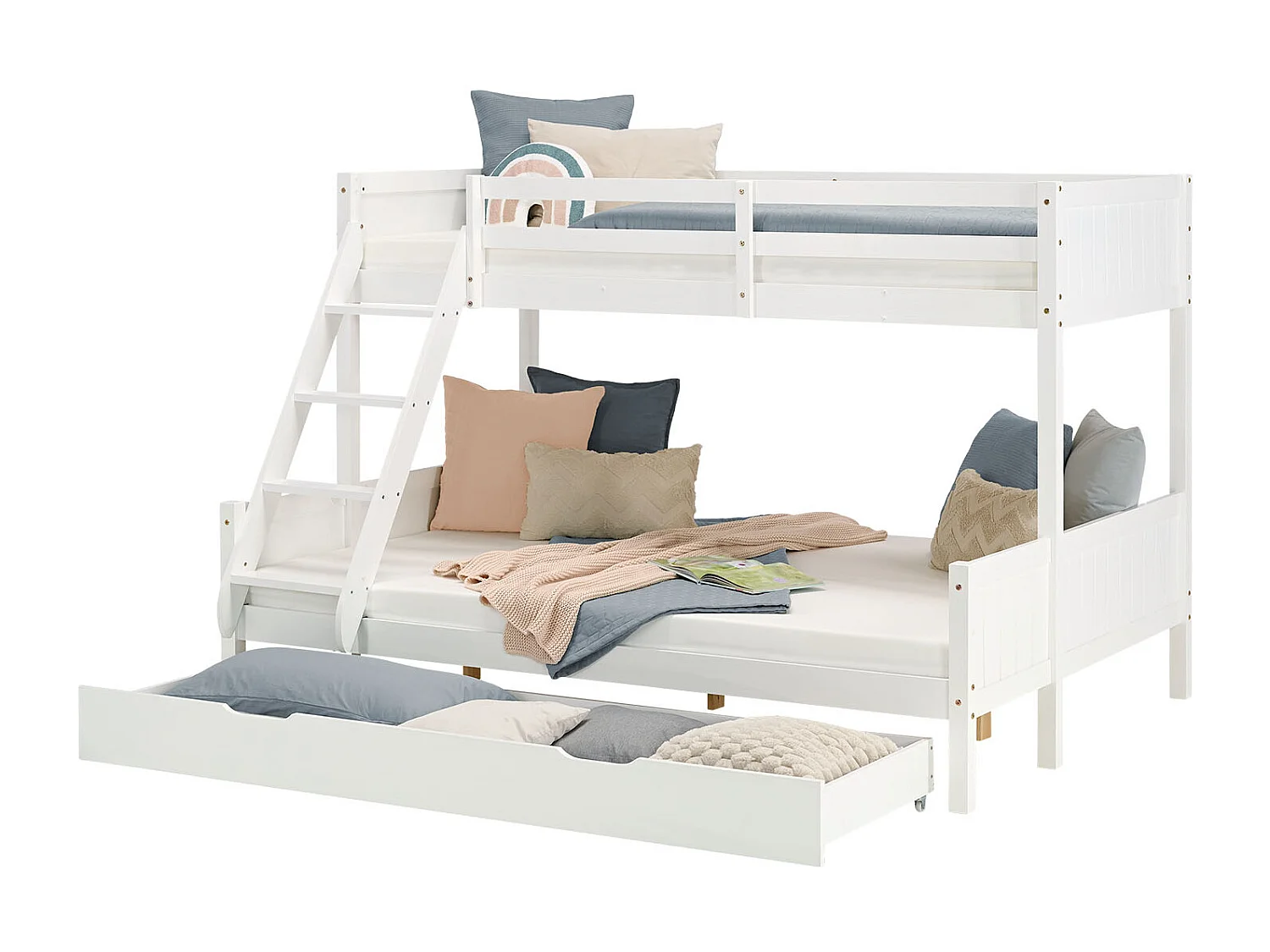 Lit superposé 90x200 et 140x200 cm blanc