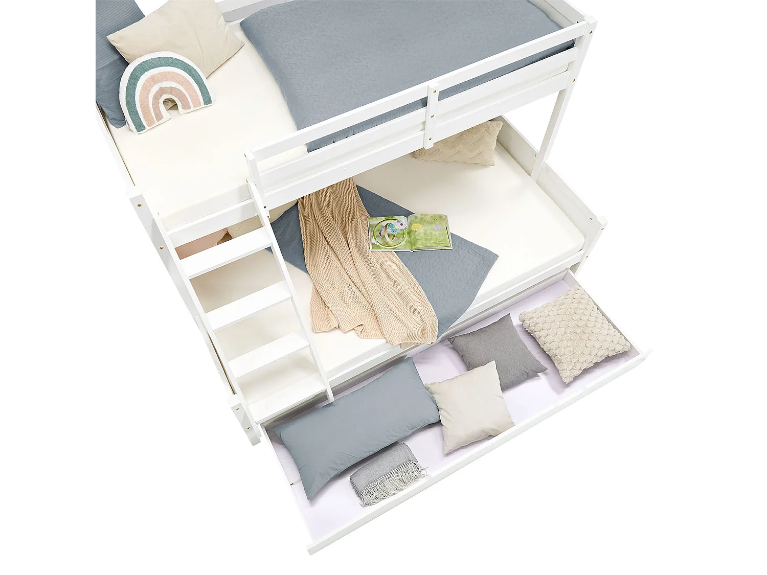 Lit superposé 90x200 et 140x200 cm blanc